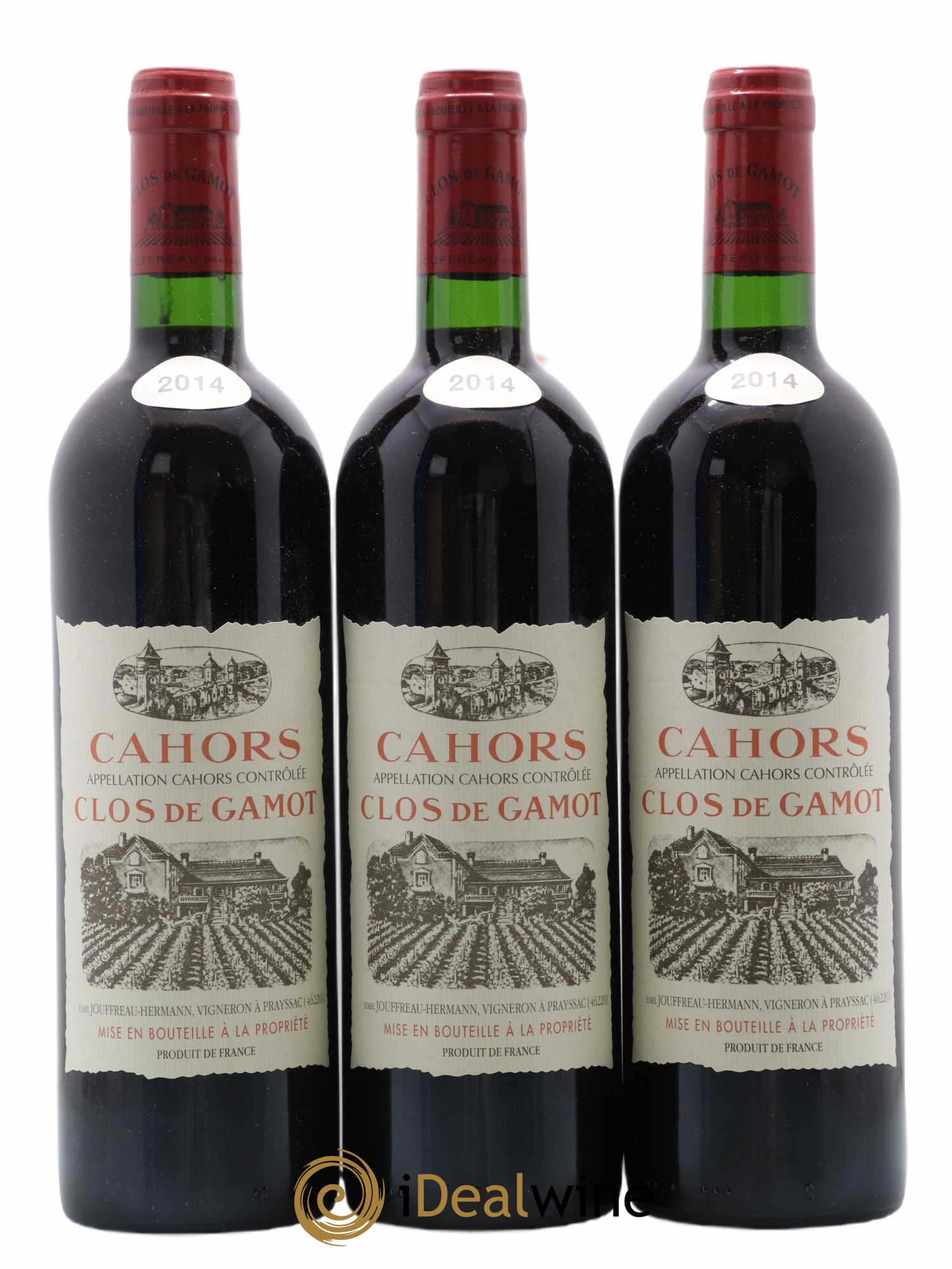 Cahors Clos de Gamot famille Jouffreau 2014 - Lot of 3 bottles - 0