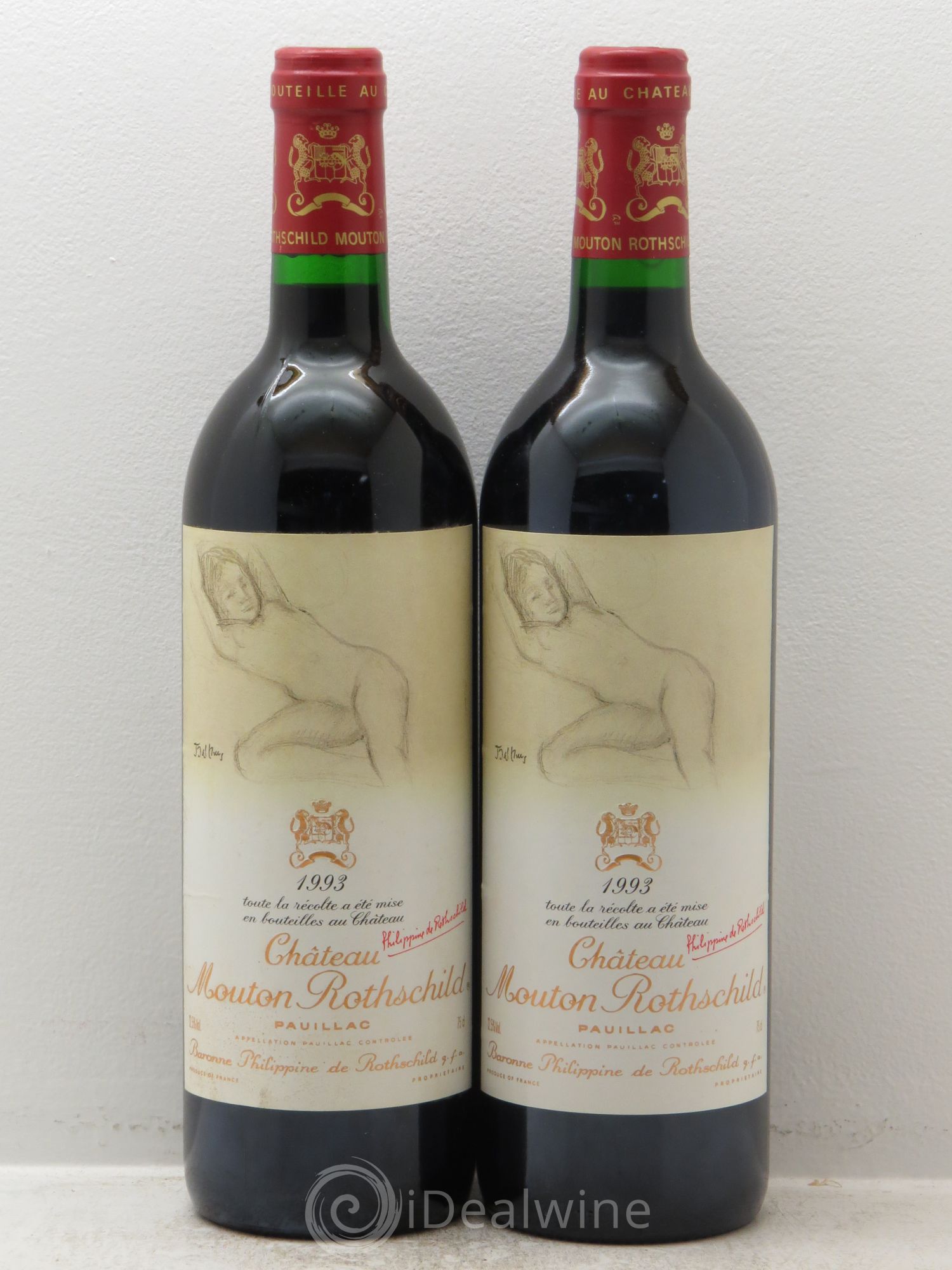 Château Mouton Rothschild 1er Grand Cru Classé 1993 - Lot de 2 bouteilles - 0