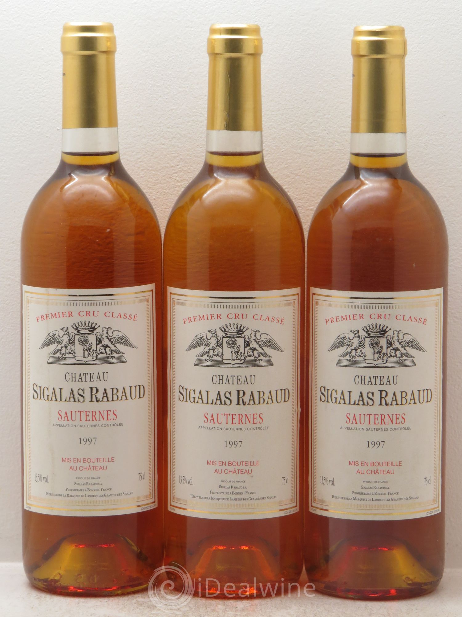 Château Sigalas Rabaud 1er Grand Cru Classé 1997 - Lotto di 3 bottiglie - 0