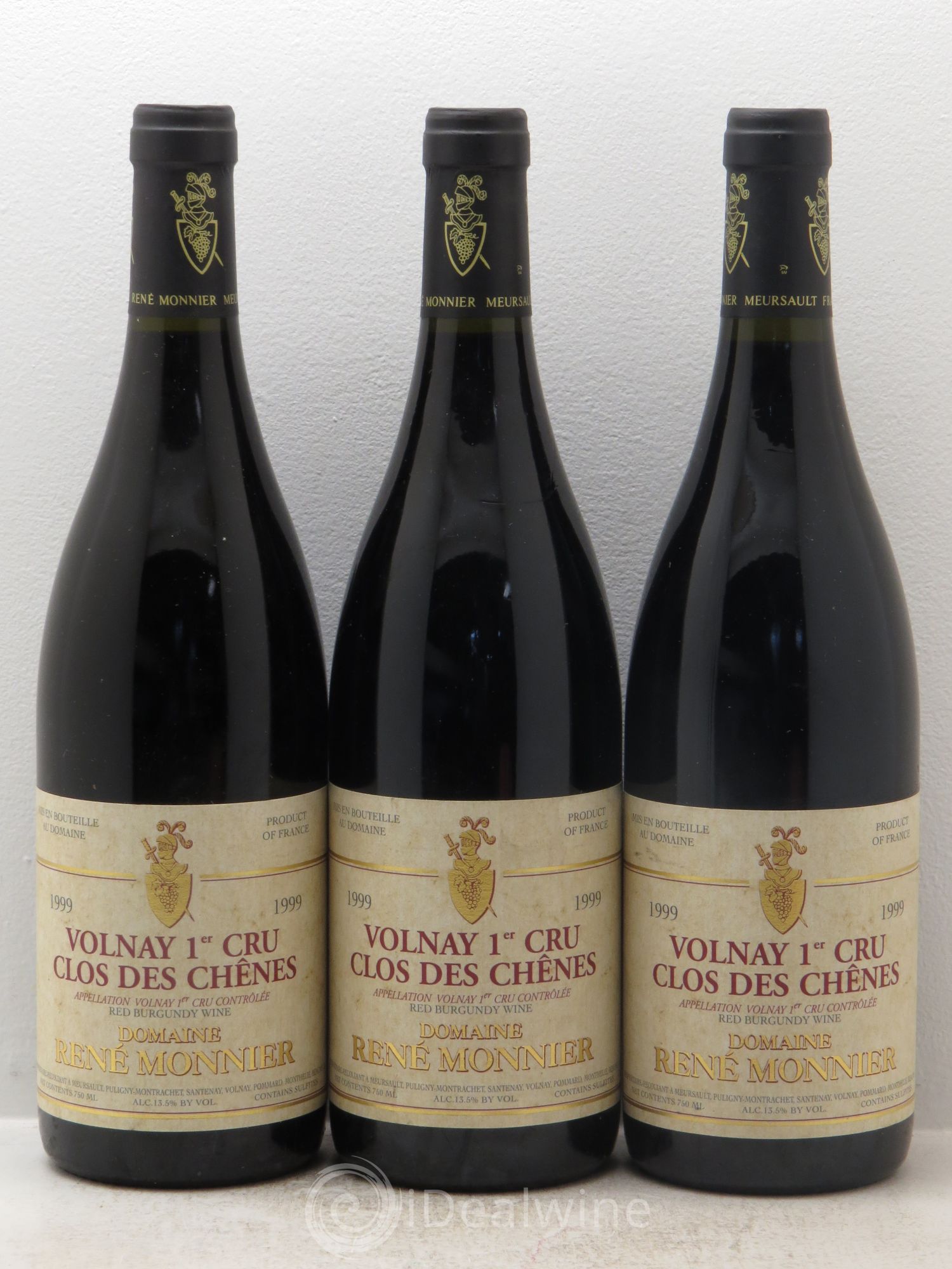 Volnay 1er Cru Domaine René Monnier 1999 - Lot de 3 bouteilles - 0