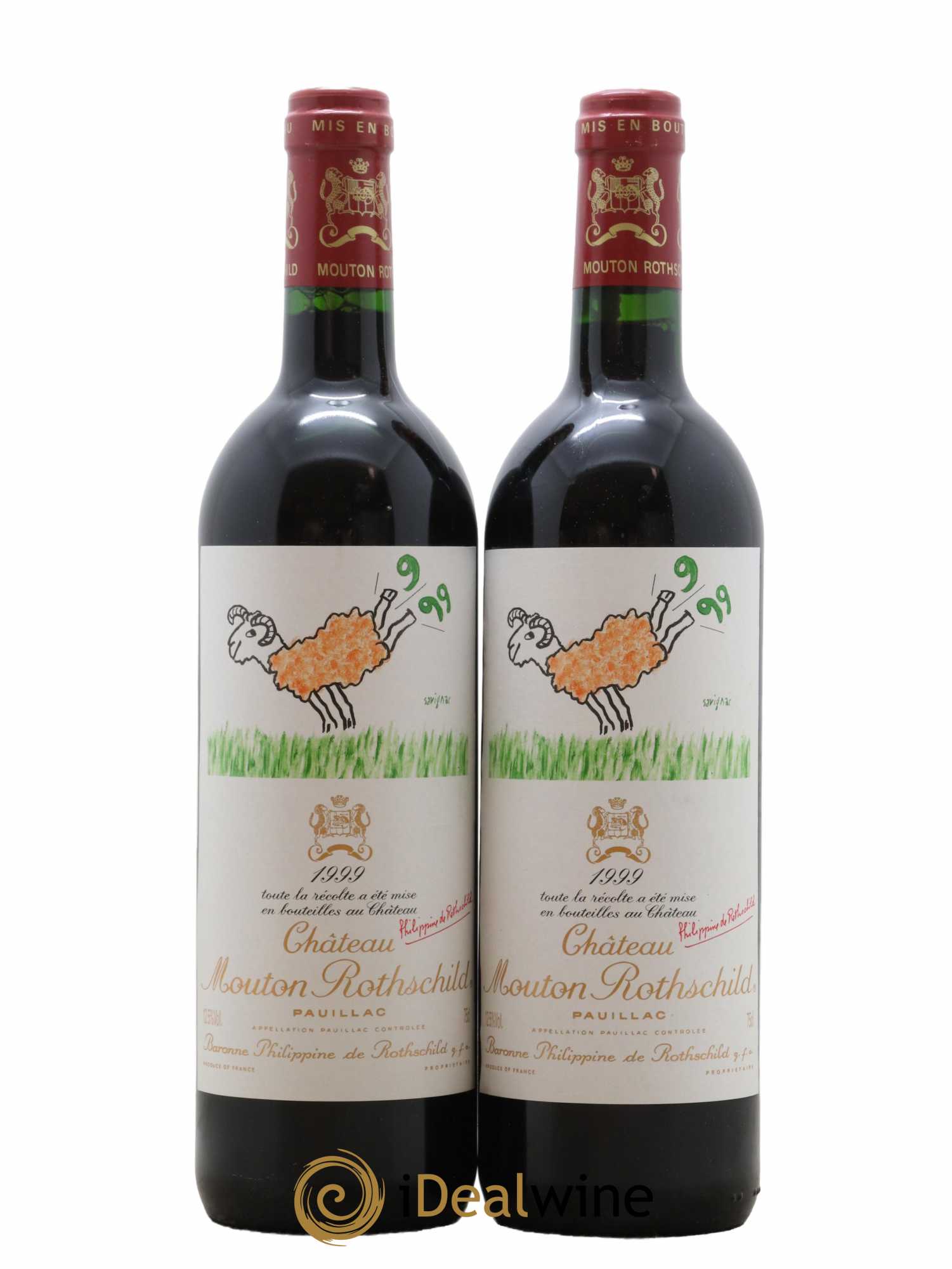Château Mouton Rothschild 1er Grand Cru Classé 1999 - Lot de 2 bouteilles - 0