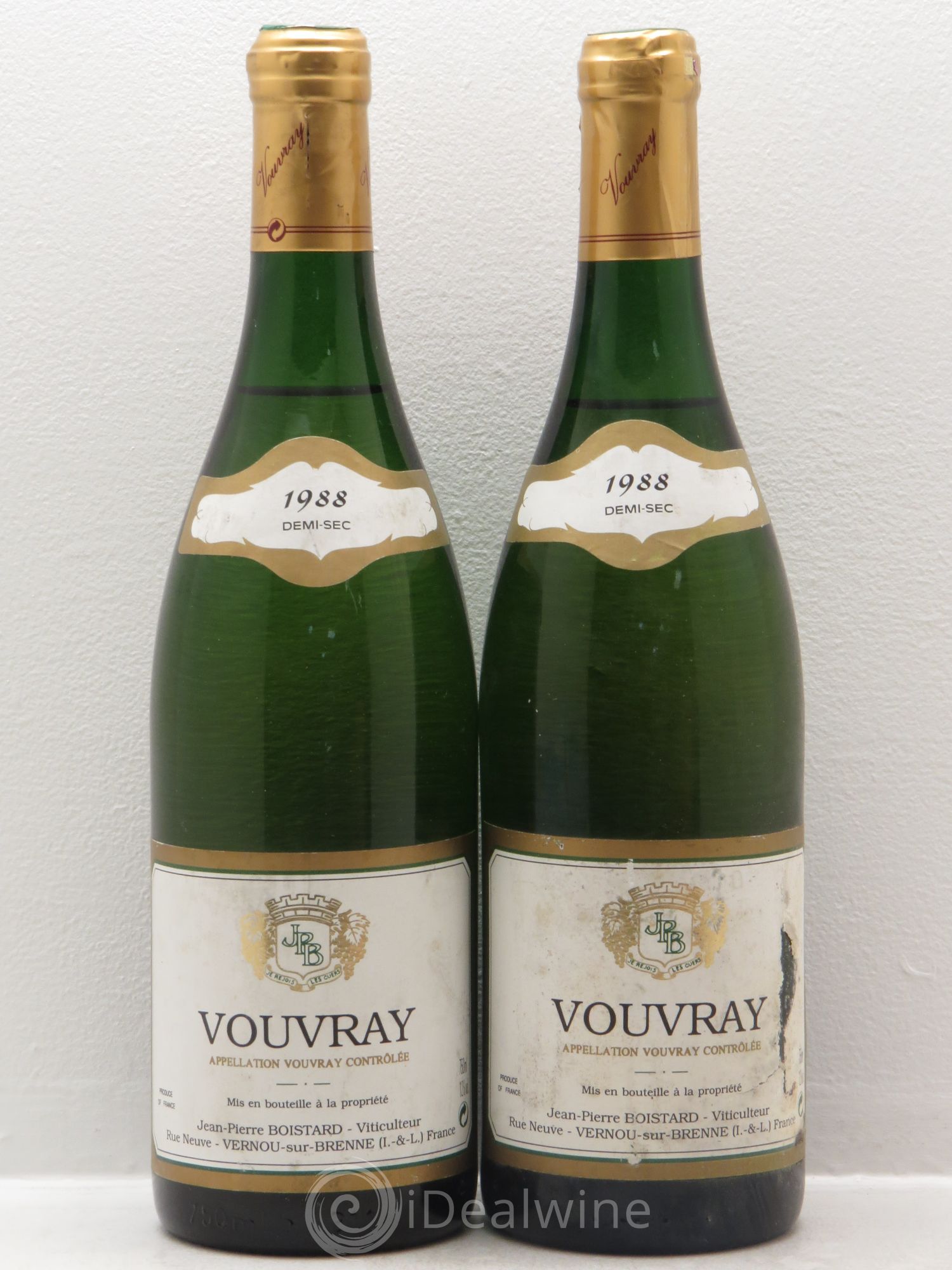 Vouvray Jean Pierre Boistard (sans prix de réserve) 1988 - Lotto di 2 bottiglie - 0