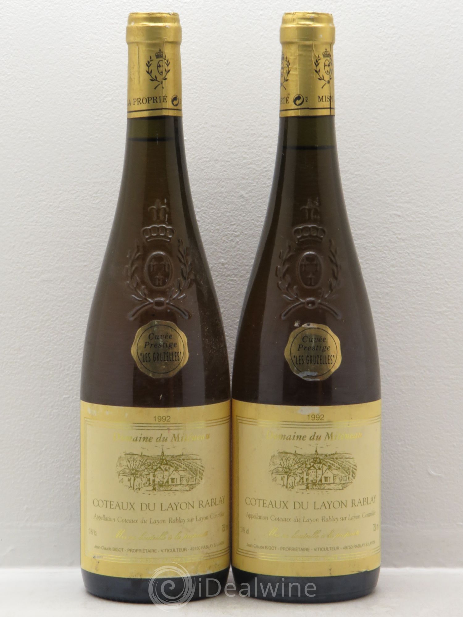 Coteaux du Layon Rablay cuvée prestige (sans prix de réserve) 1992 - Lotto di 2 bottiglie - 0