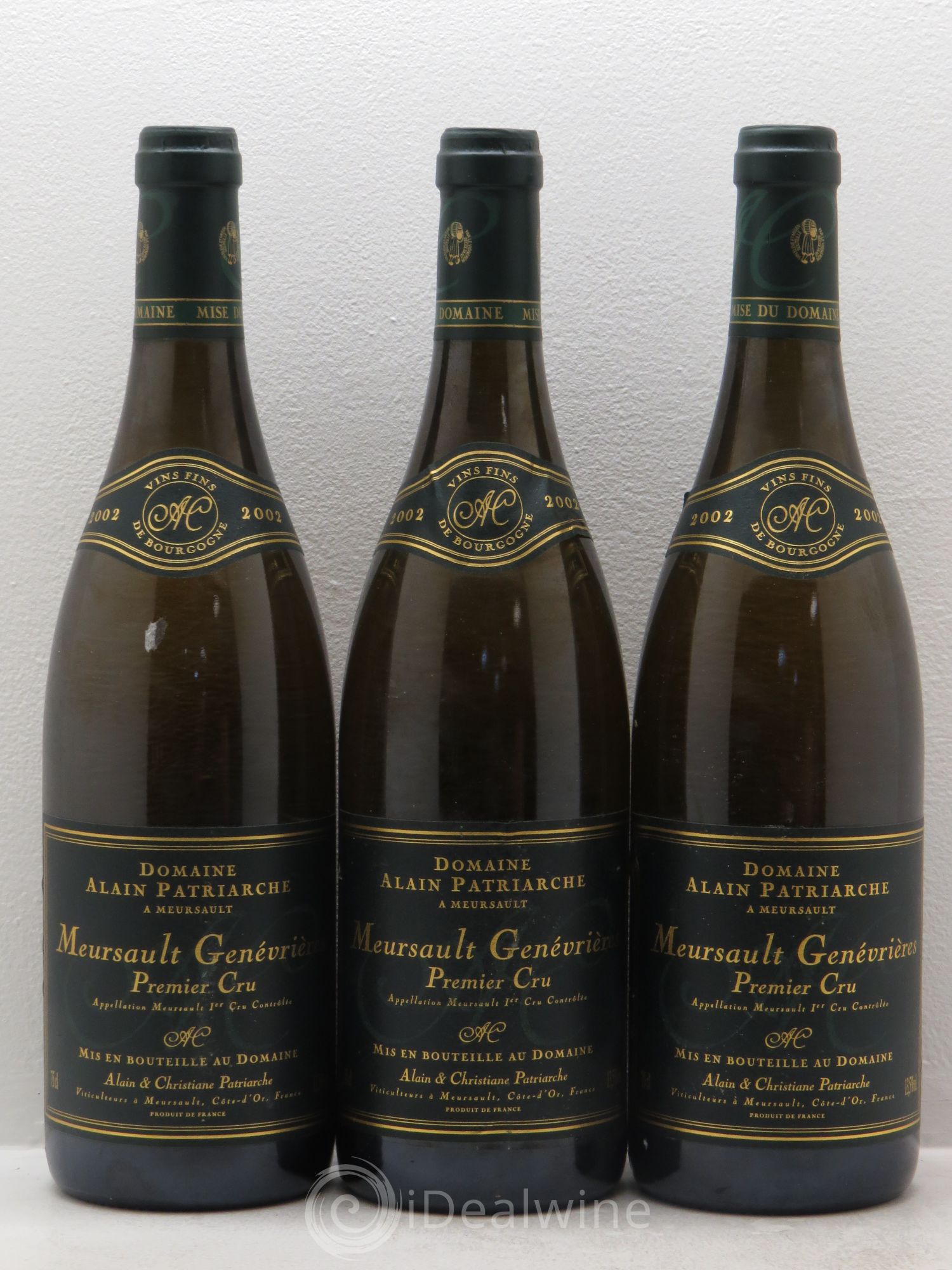 Meursault 1er Cru Alain Patriarche 2002 - Posten von 3 Flaschen - 0