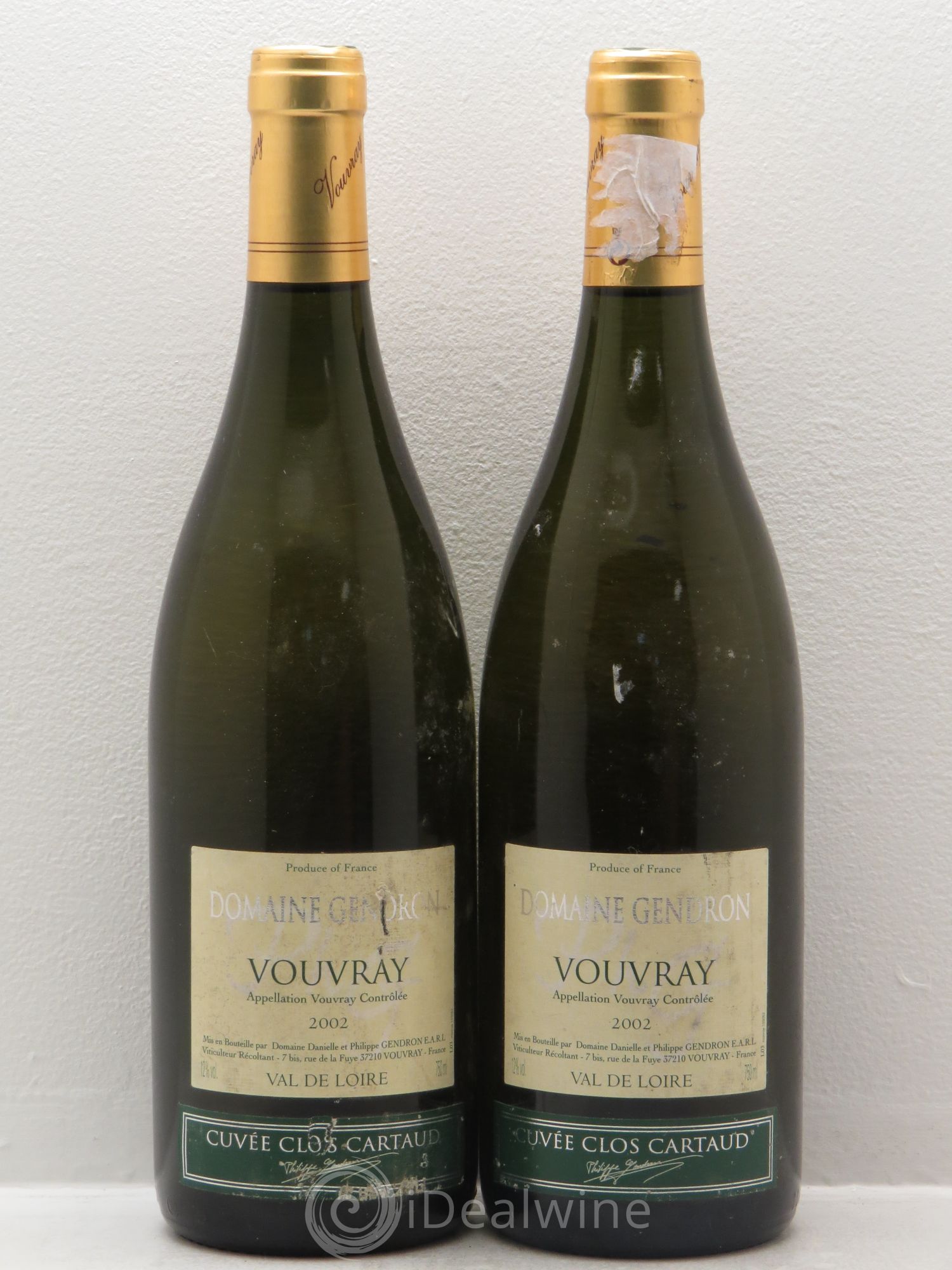 Vouvray Domaine Gendron Cuvée Clos Cartaud (sans prix de réserve) 2002 - Posten von 2 Flaschen - 0