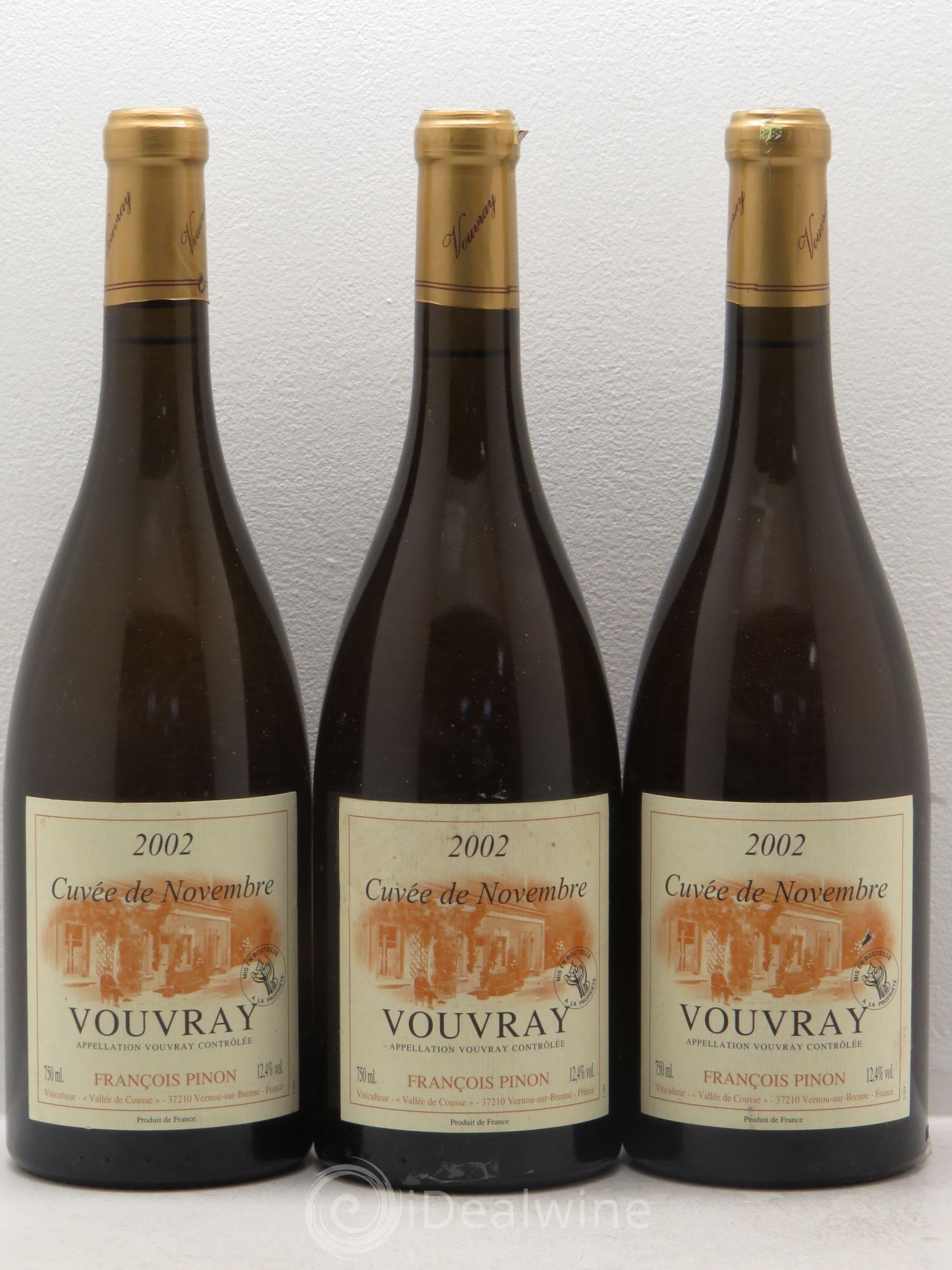 Vouvray François Pinon Cuvée de Novembre (sans prix de réserve) 2002 - Posten von 3 Flaschen - 0