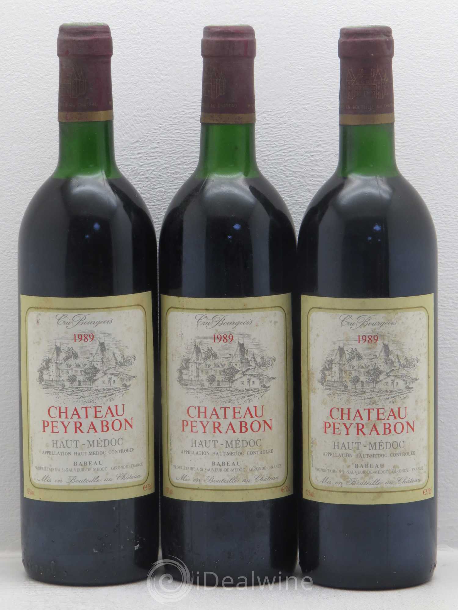 Château Peyrabon Cru Bourgeois 1989 - Lot de 3 bouteilles - 0