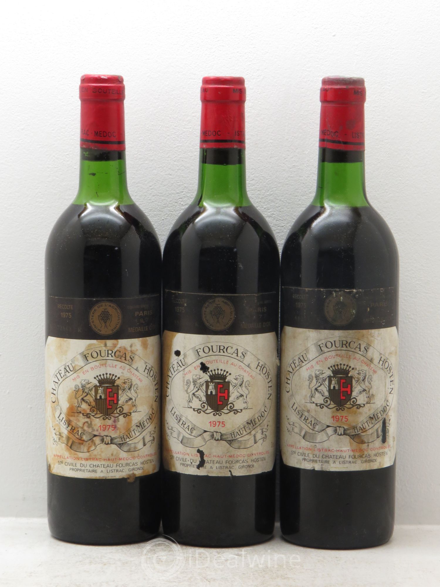 Château Fourcas Hosten Cru Bourgeois 1975 - Lot de 3 bouteilles - 0