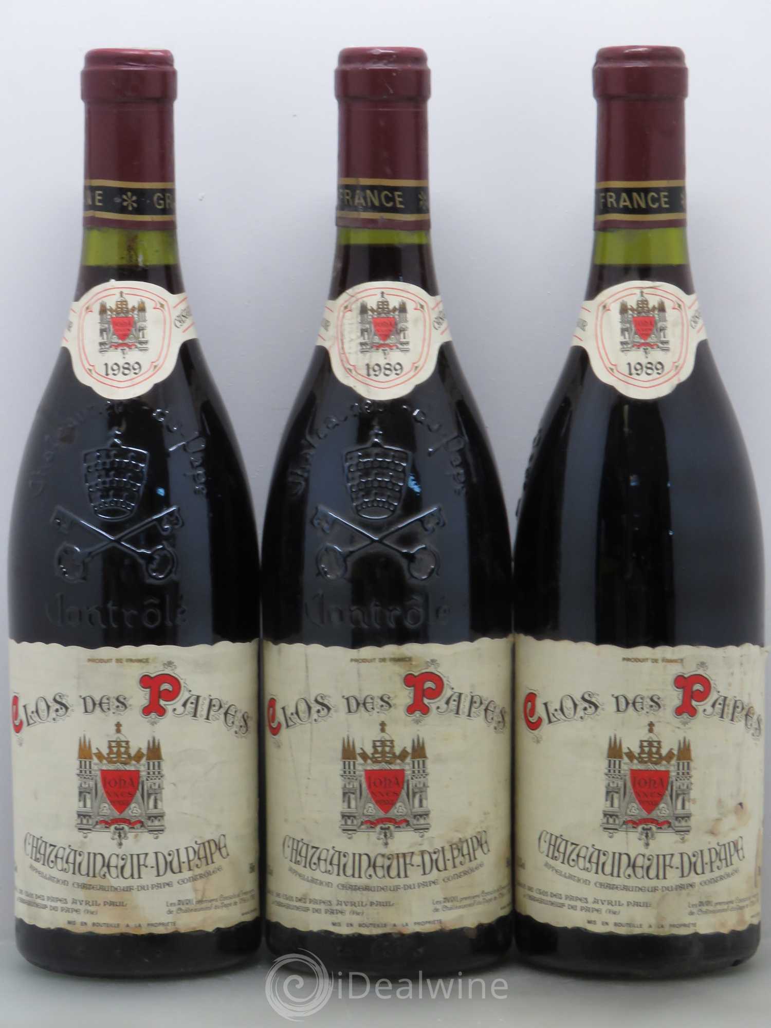 Châteauneuf-du-Pape Clos des Papes - Paul Avril 1989 - Lot de 3 bouteilles - 0