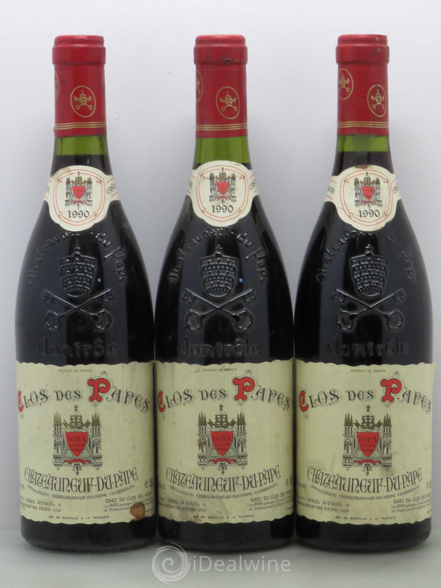 Châteauneuf-du-Pape Clos des Papes - Paul Avril 1990 - Lot de 3 bouteilles - 0