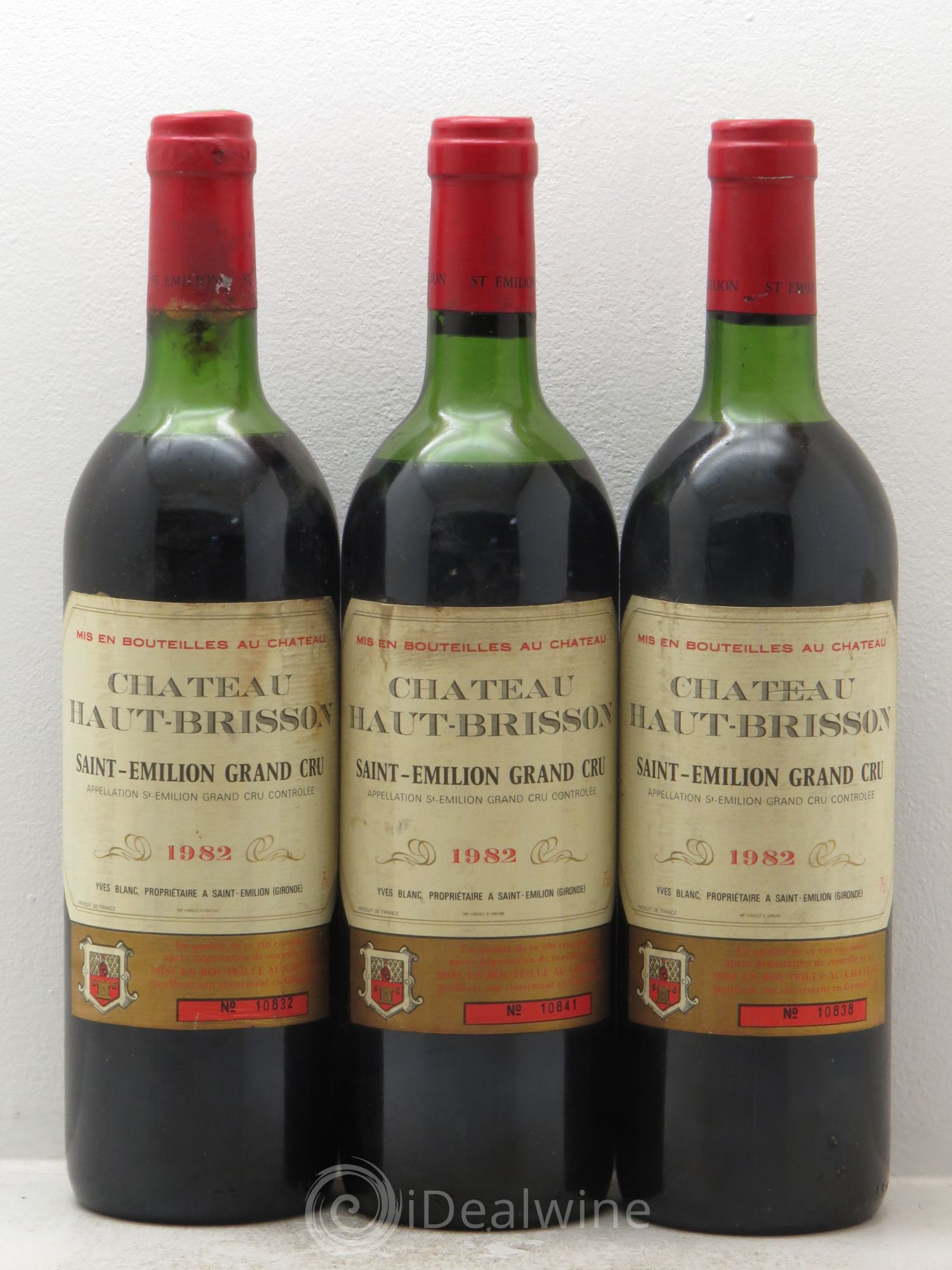 Saint-Émilion Château Haut-Brisson 1982 - Lot de 3 bouteilles - 0