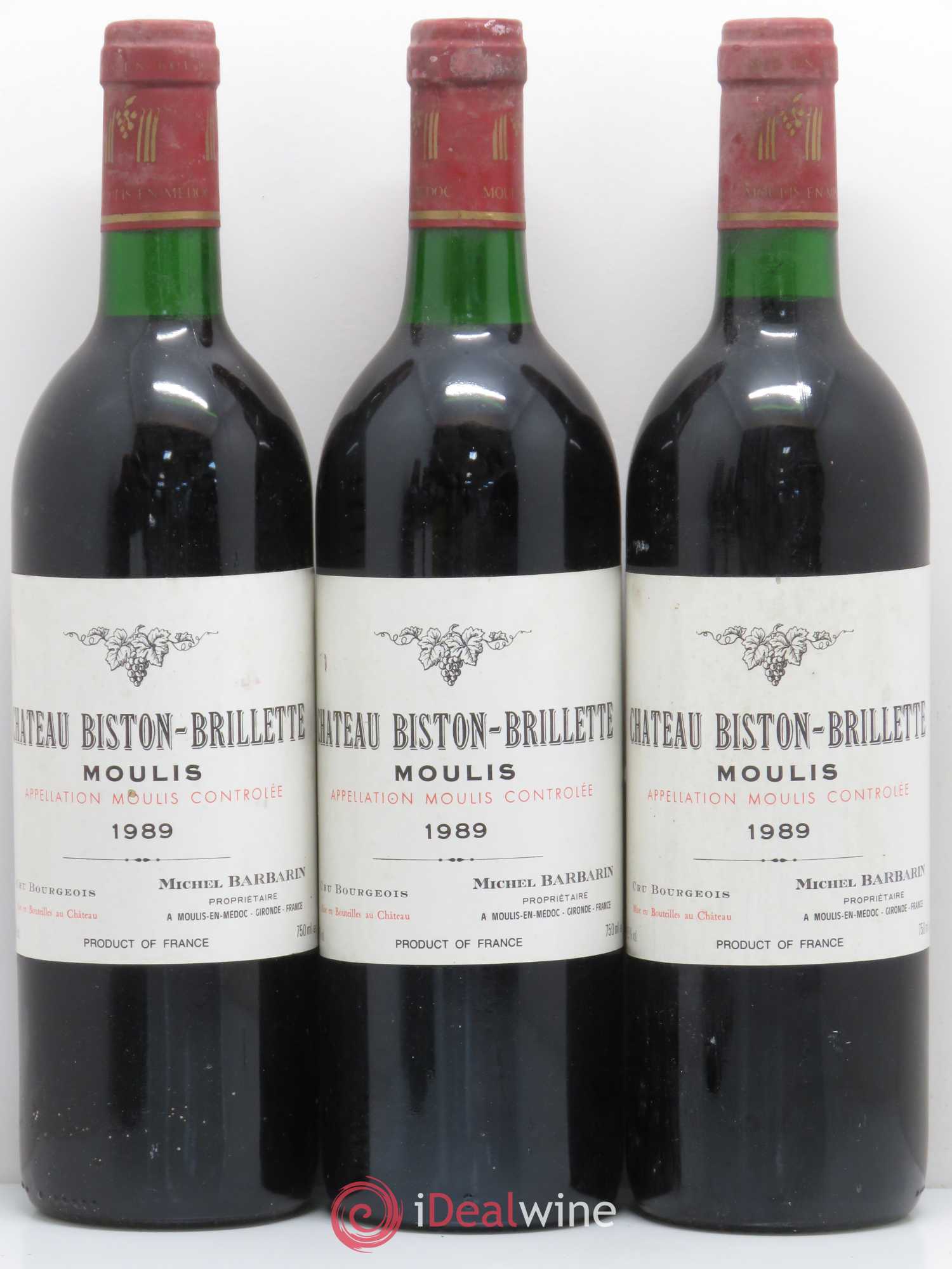Château Biston Brillette 1989 - Lot de 5 bouteilles - 1