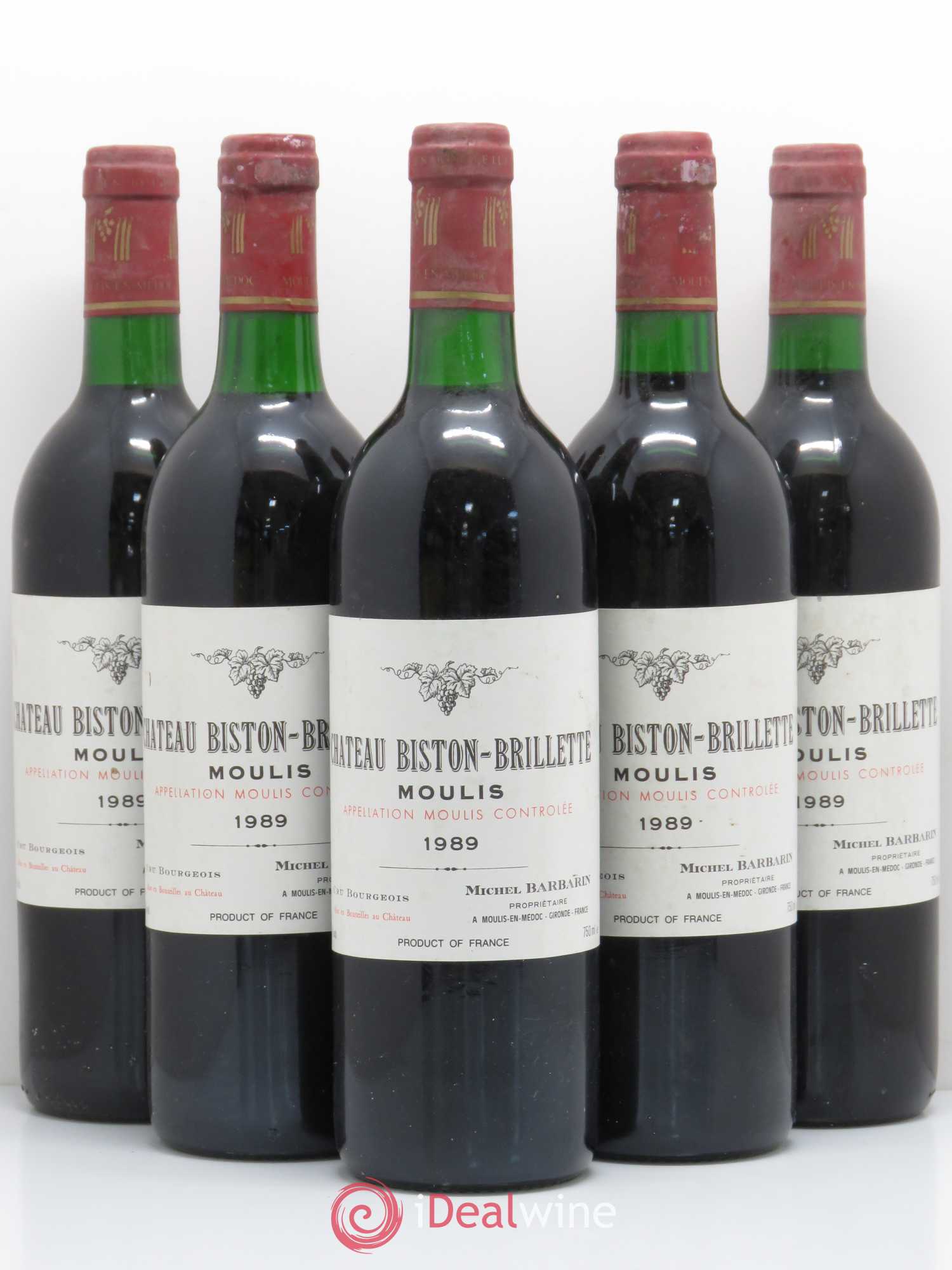 Château Biston Brillette 1989 - Lot de 5 bouteilles - 0
