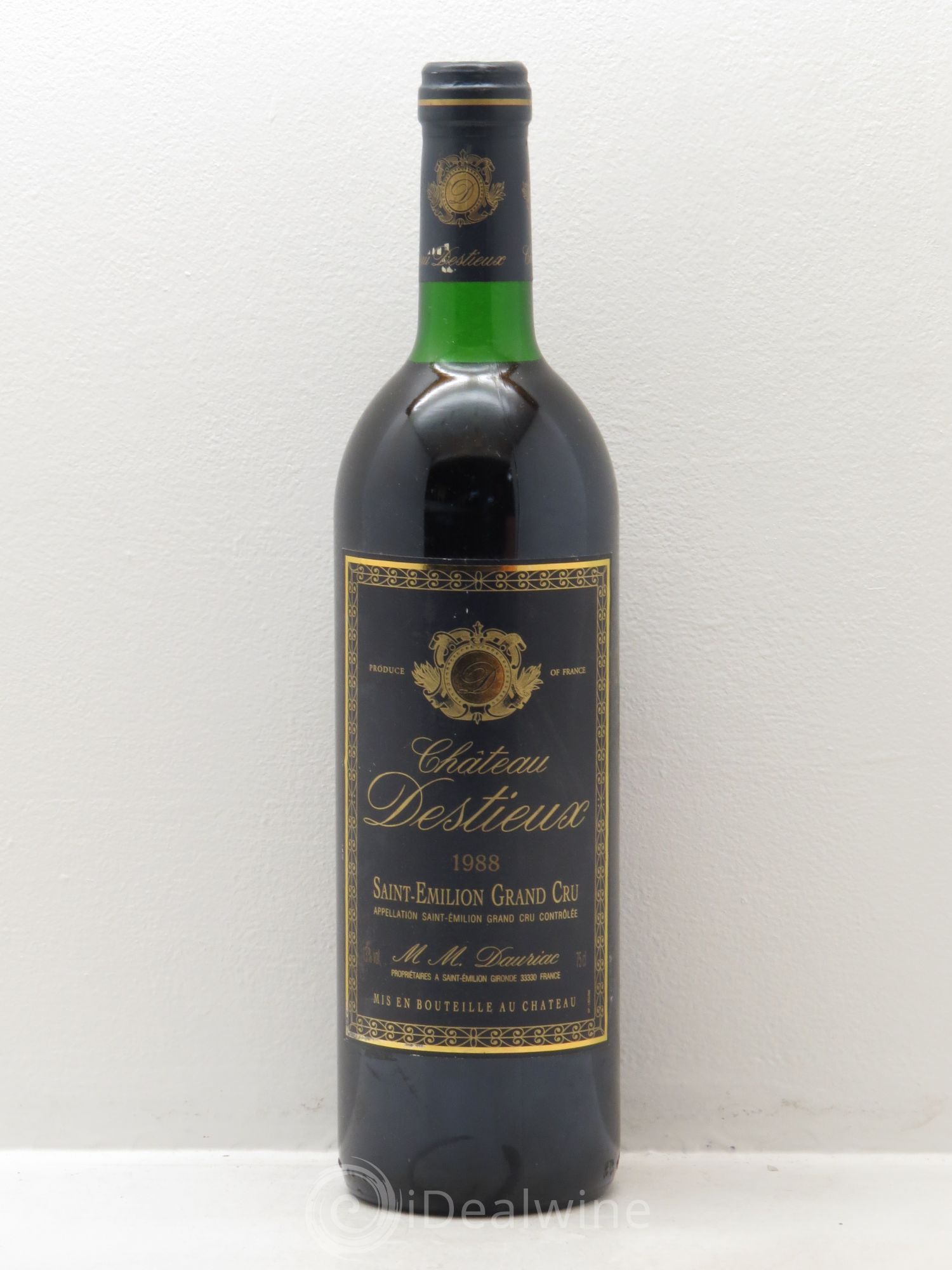 Château Destieux Grand Cru Classé 1988 - Lot de 1 bouteille - 0