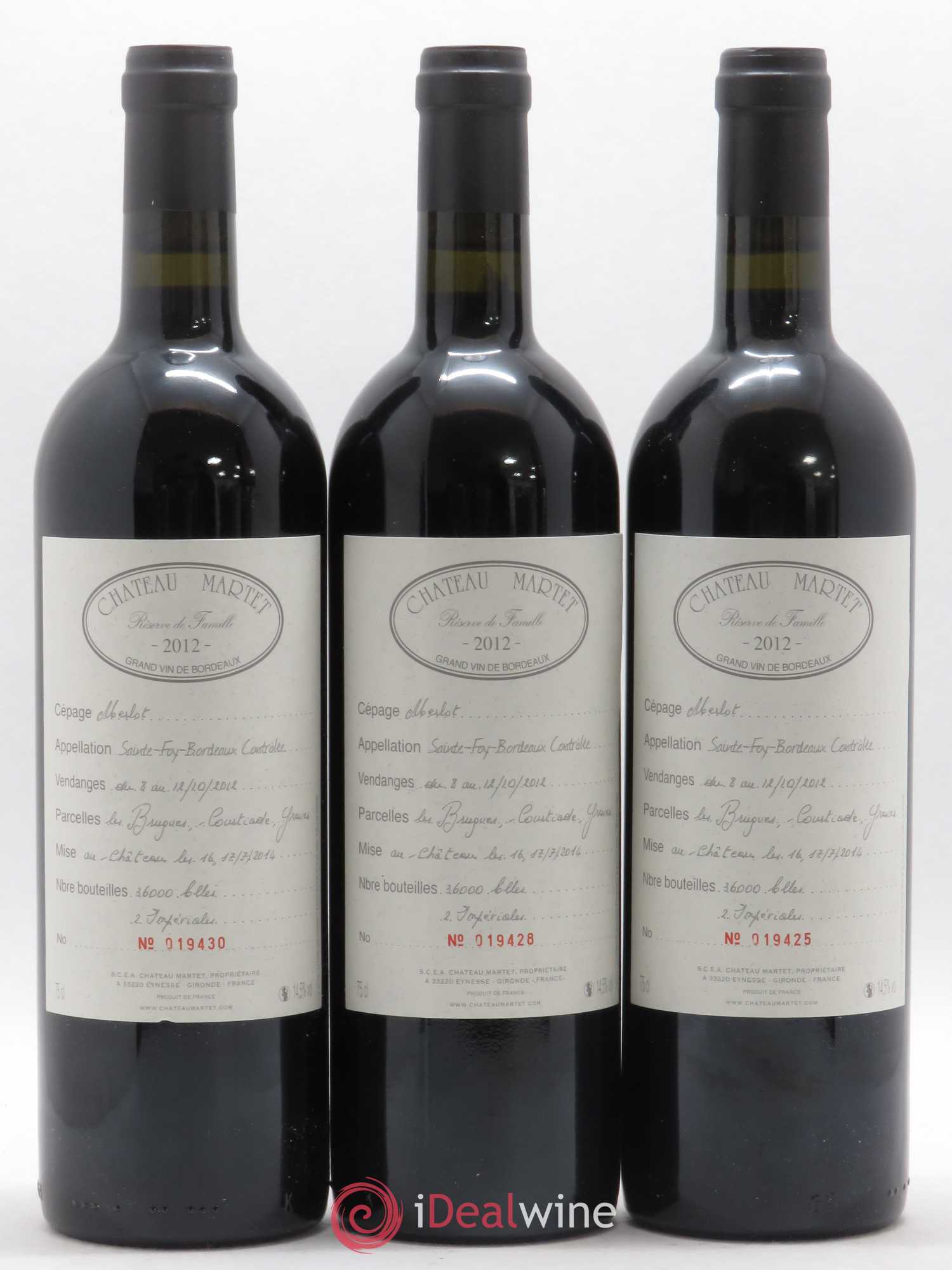 Château Martet Réserve de la Famille 2012 - Posten von 6 Flaschen - 2