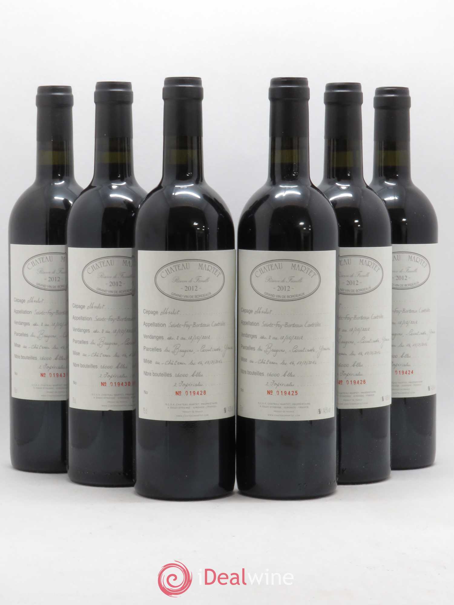 Château Martet Réserve de la Famille 2012 - Posten von 6 Flaschen - 0