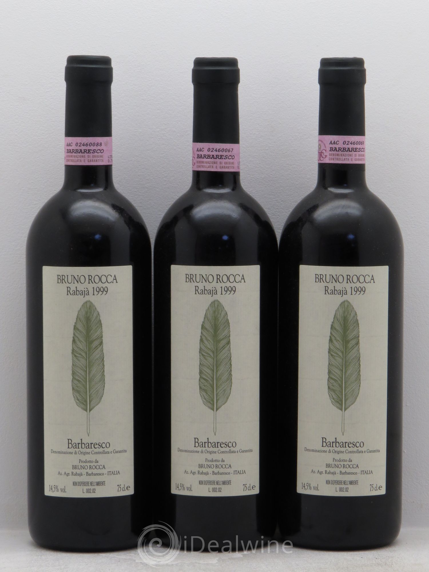 Barbaresco DOCG Rabajà Bruno Rocca 1999 - Posten von 3 Flaschen - 0