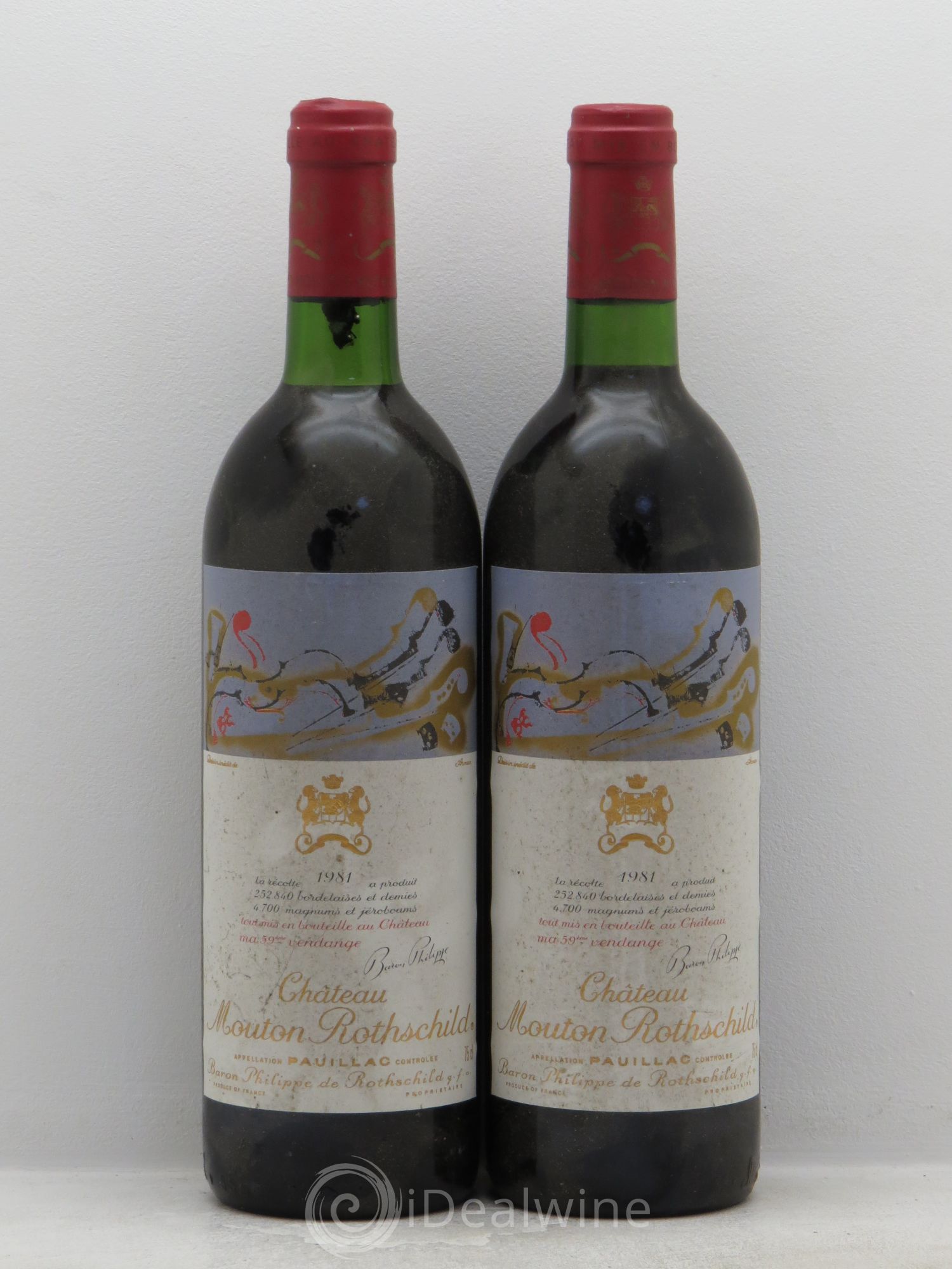 Château Mouton Rothschild 1er Grand Cru Classé 1981 - Lot de 2 bouteilles - 0