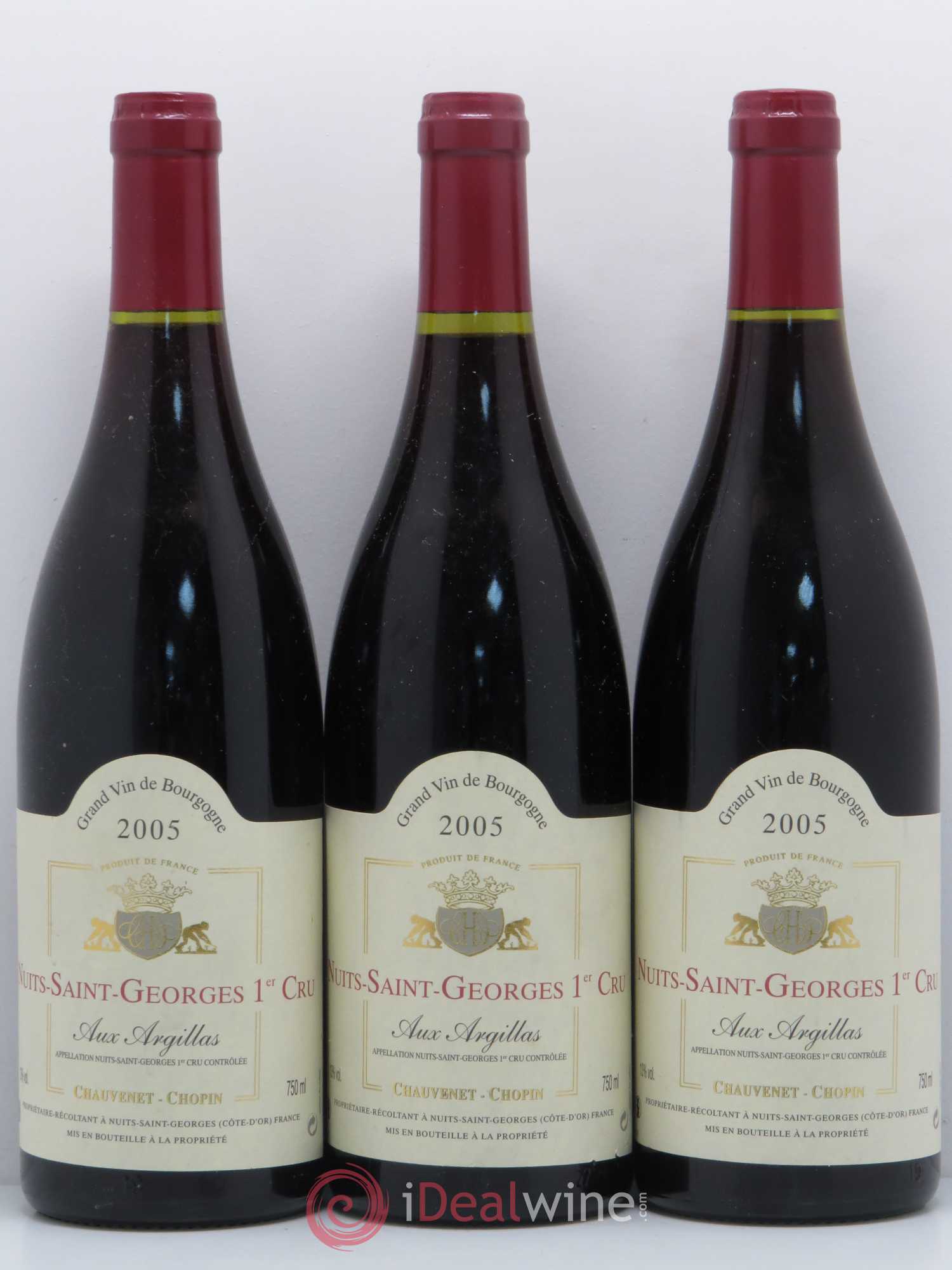 Nuits-Saint-Georges 1er Cru Aux Argillas Chauvenet Chopin 2005 - Posten von 3 Flaschen - 0