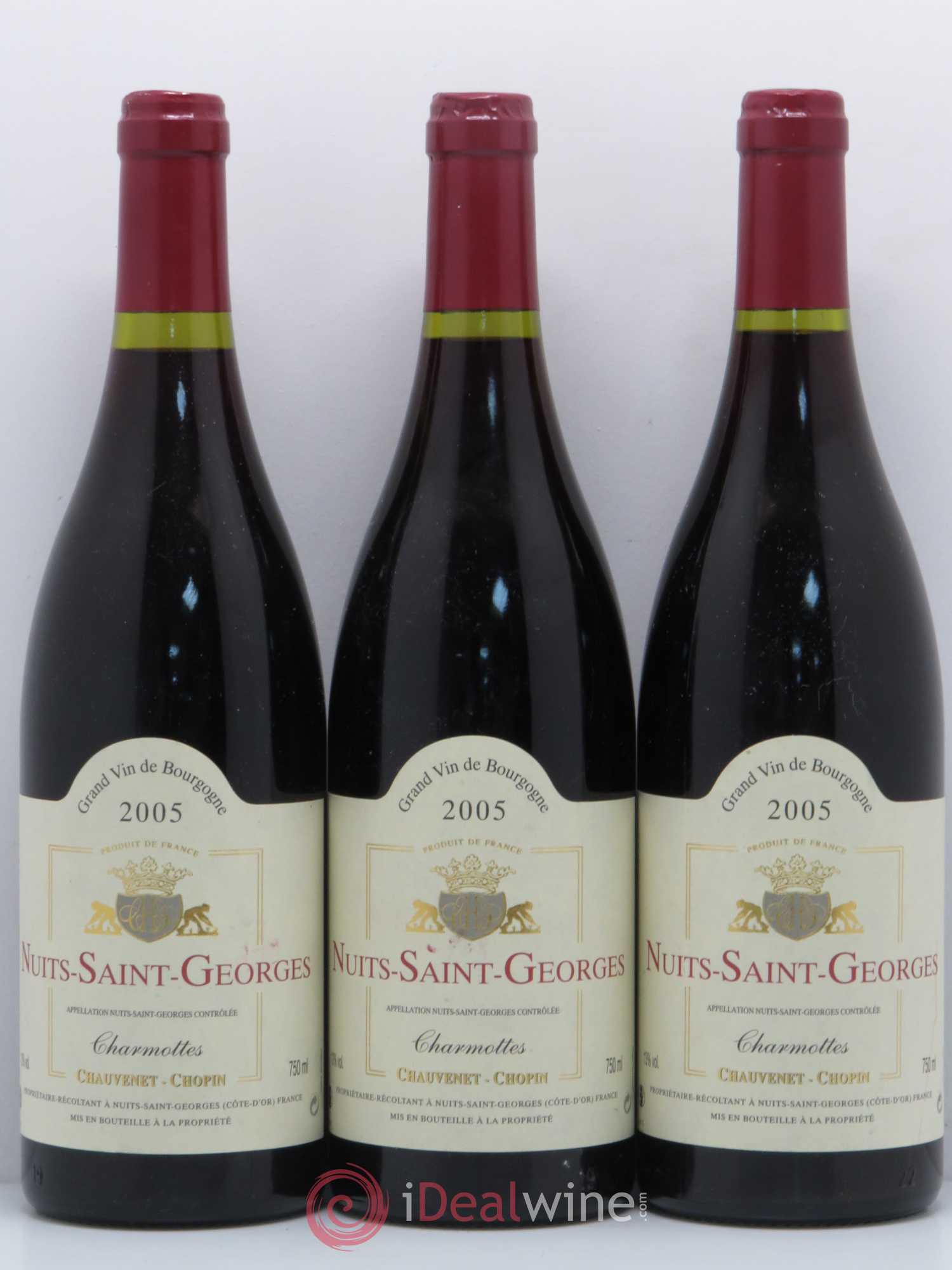 Nuits-Saint-Georges 1er Cru Charmottes Chauvenet Chopin 2005 - Posten von 3 Flaschen - 0