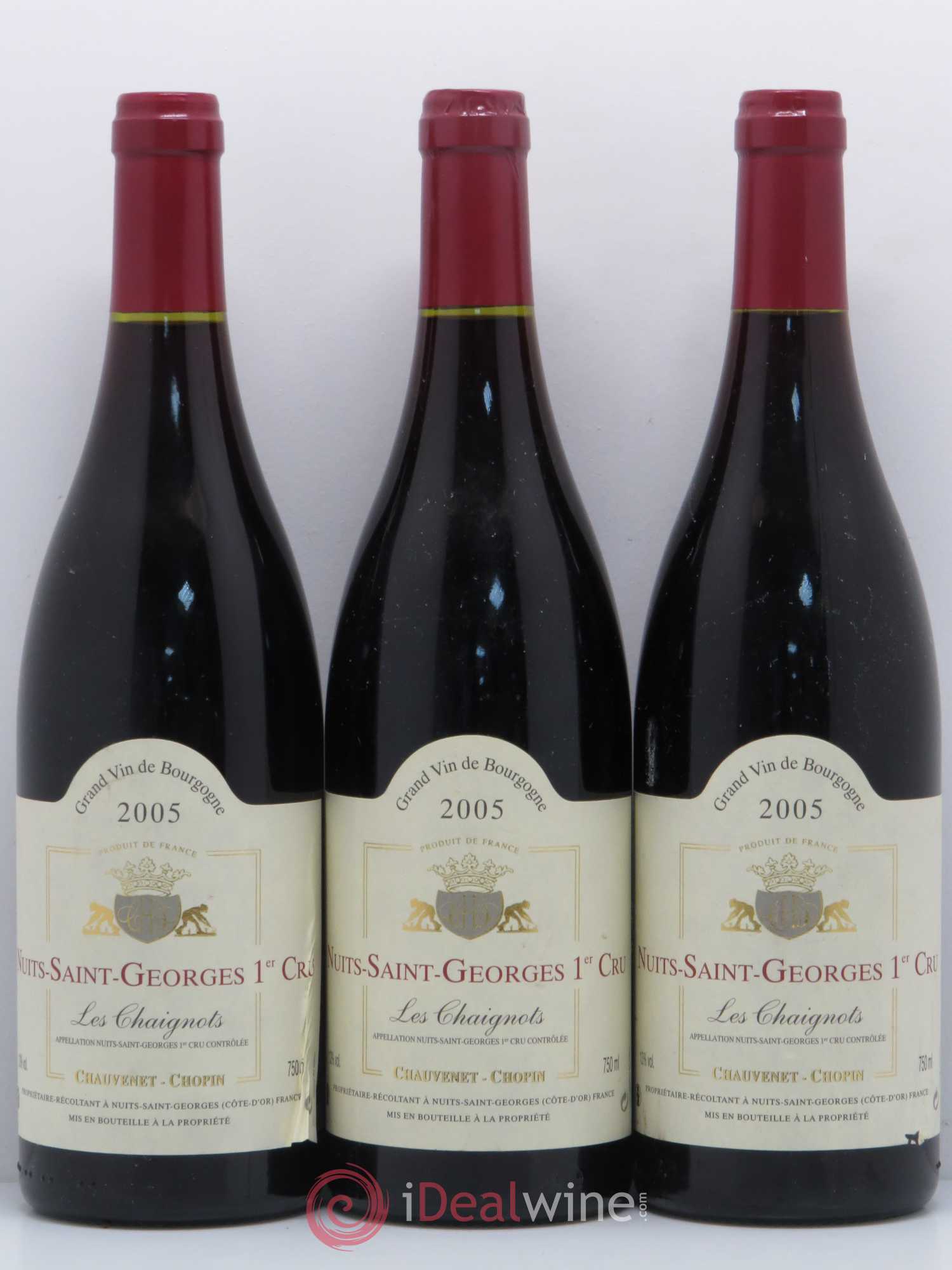 Nuits-Saint-Georges 1er Cru Les Chaignots Chauvenet Chopin 2005 - Posten von 3 Flaschen - 0