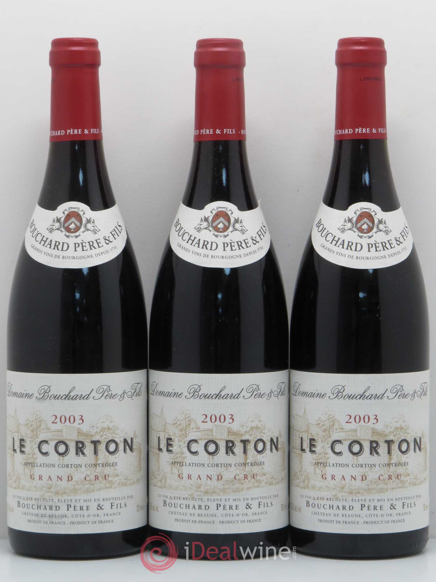 Corton Grand Cru Le Corton Bouchard Père & Fils 2003 - Lot de 3 bouteilles - 0