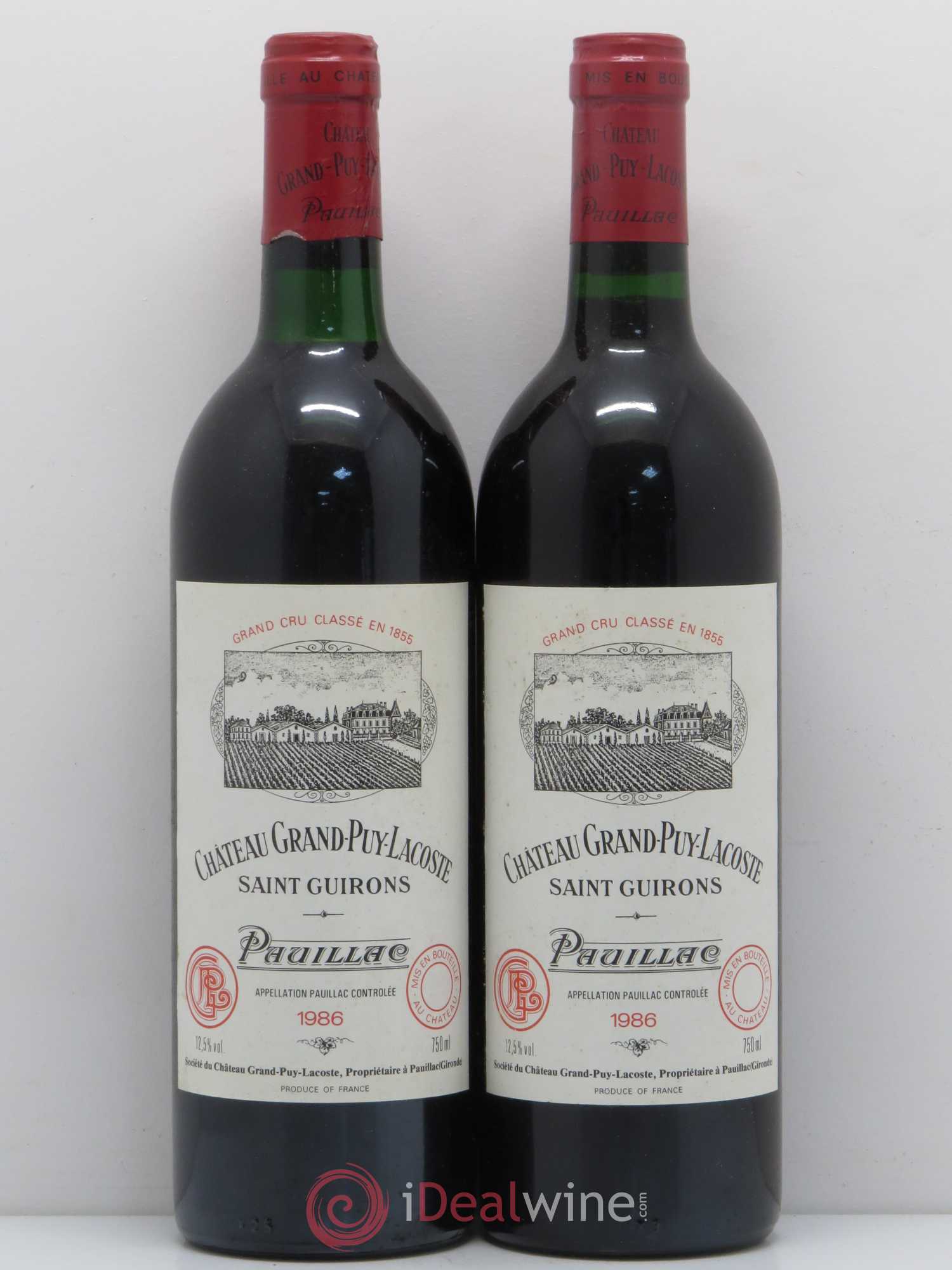 Château Grand Puy Lacoste 5ème Grand Cru Classé 1986 - Lot de 2 bouteilles - 0