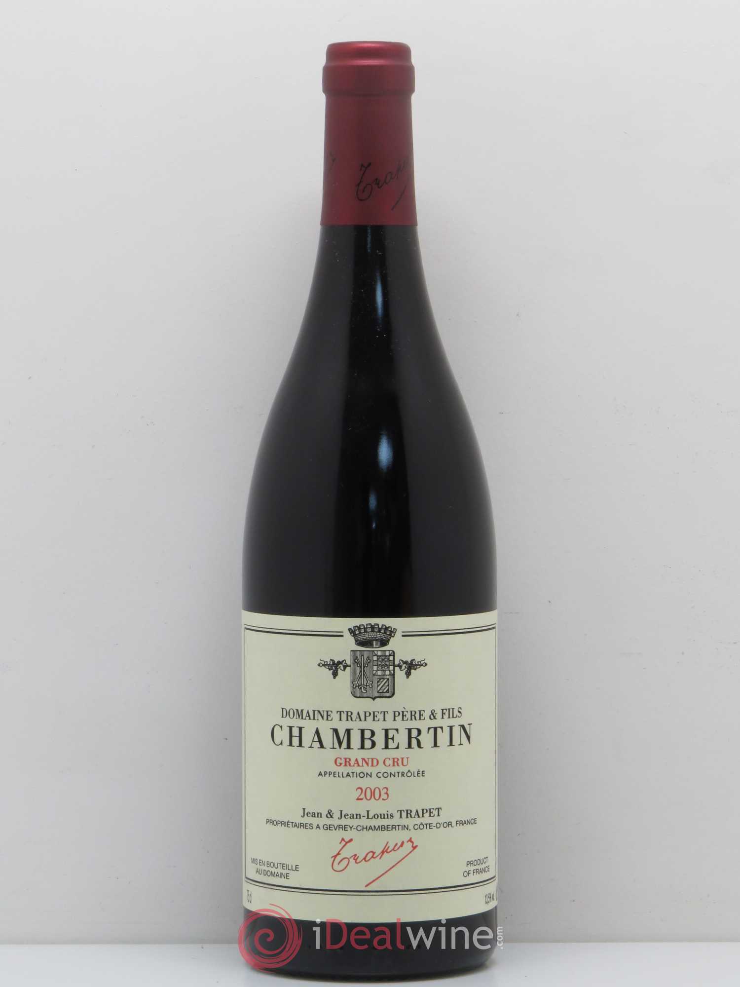 Chambertin Grand Cru Domaine Trapet 2003 - Lot de 1 bouteille - 0