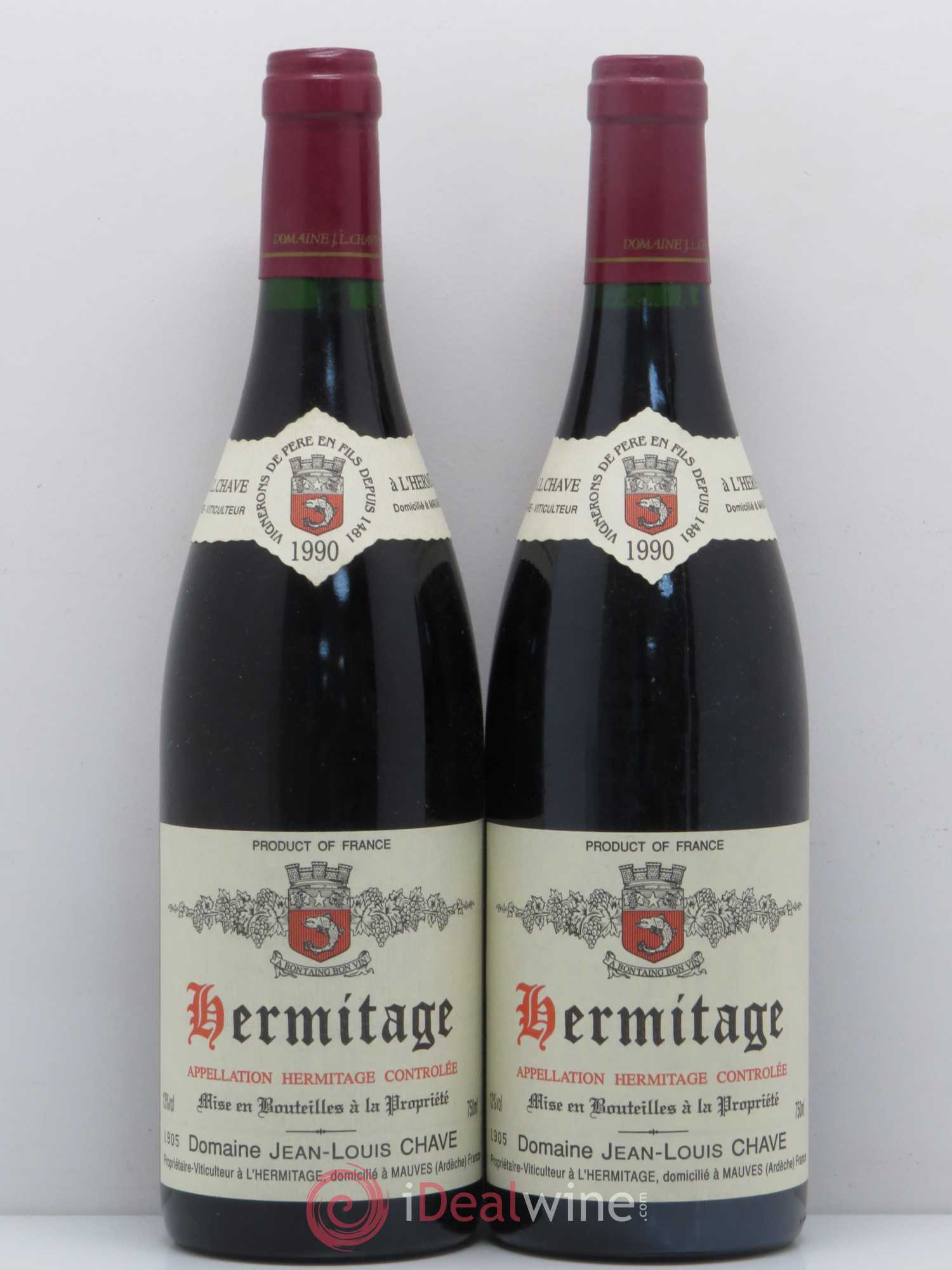 Hermitage Jean-Louis Chave 1990 - Lot de 2 bouteilles - 0