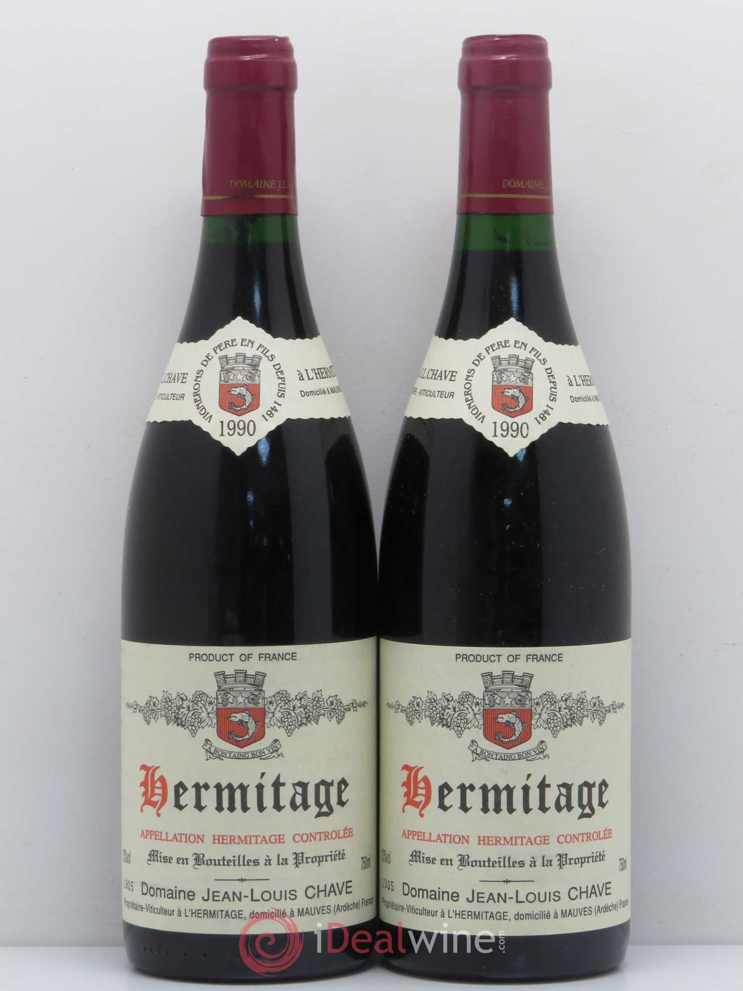 Hermitage Jean-Louis Chave 1990 - Lot de 2 bouteilles - 0