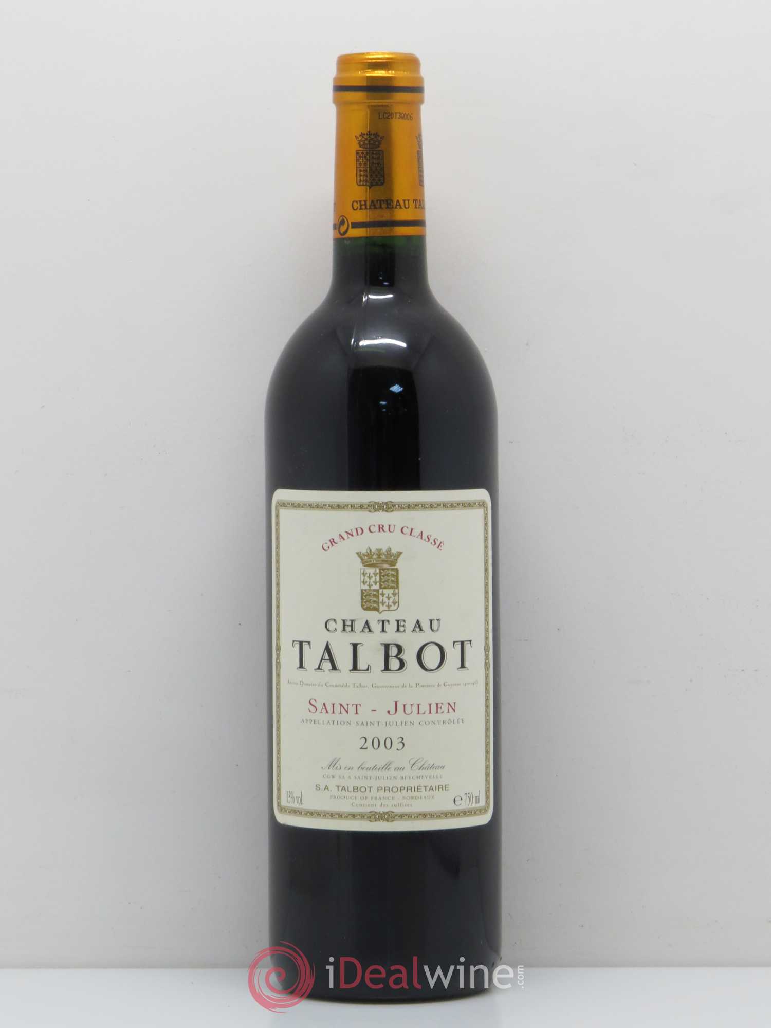 Château Talbot 4ème Grand Cru Classé 2003 - Lot de 1 bouteille - 0