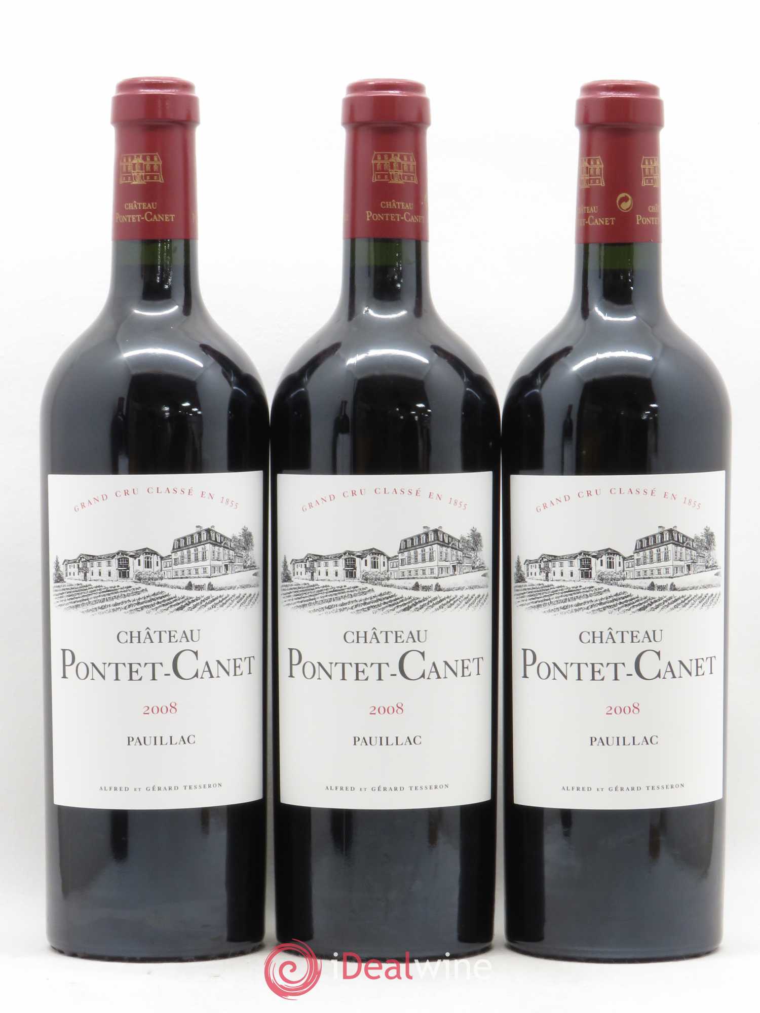Château Pontet Canet 5ème Grand Cru Classé 2008 - Lot de 3 bouteilles - 0