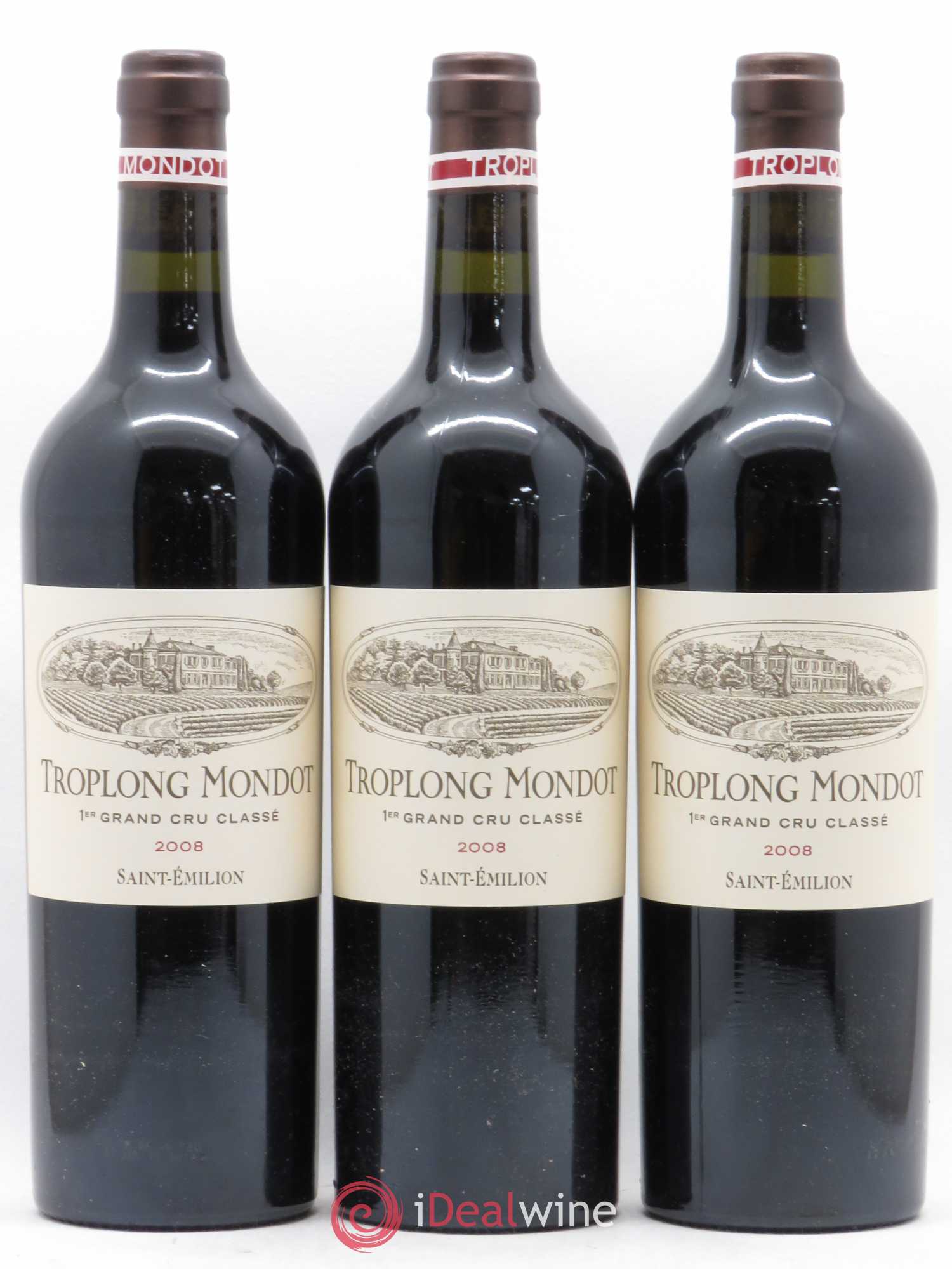 Château Troplong Mondot 1er Grand Cru Classé B 2008 - Lot de 3 bouteilles - 0