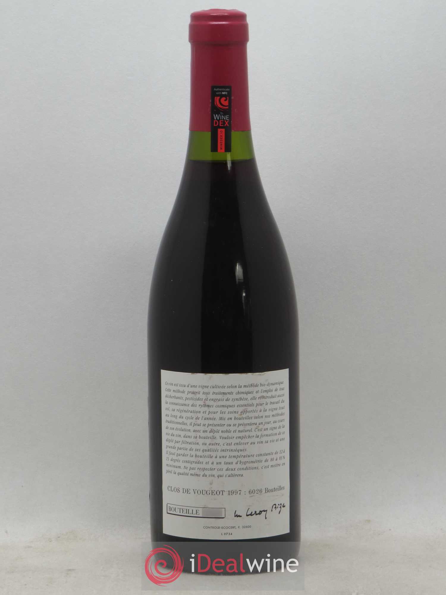 Clos de Vougeot Grand Cru Leroy (Domaine) 1997 - Lot de 1 bouteille - 1