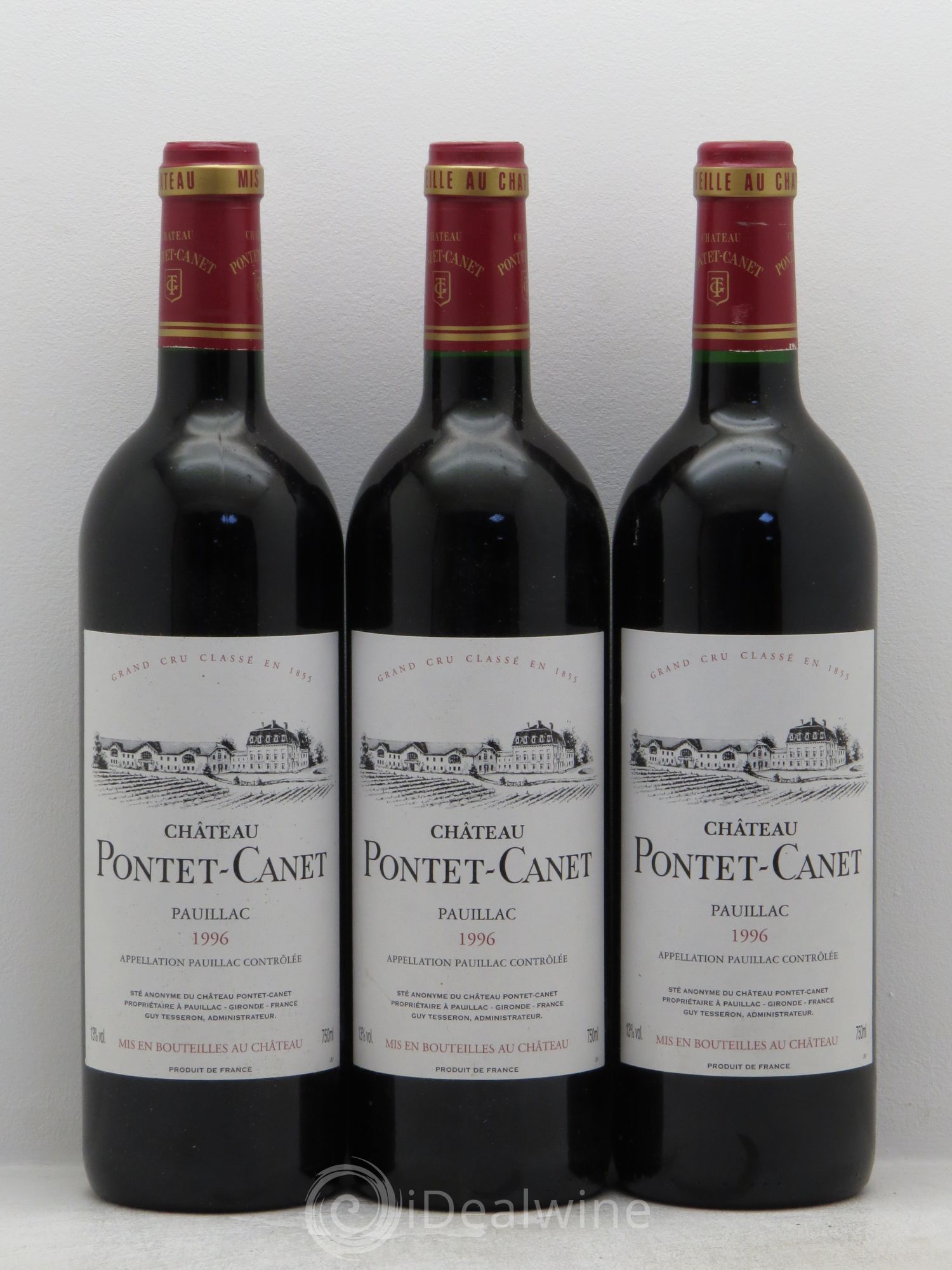 Château Pontet Canet 5ème Grand Cru Classé 1996 - Lot de 3 bouteilles - 0