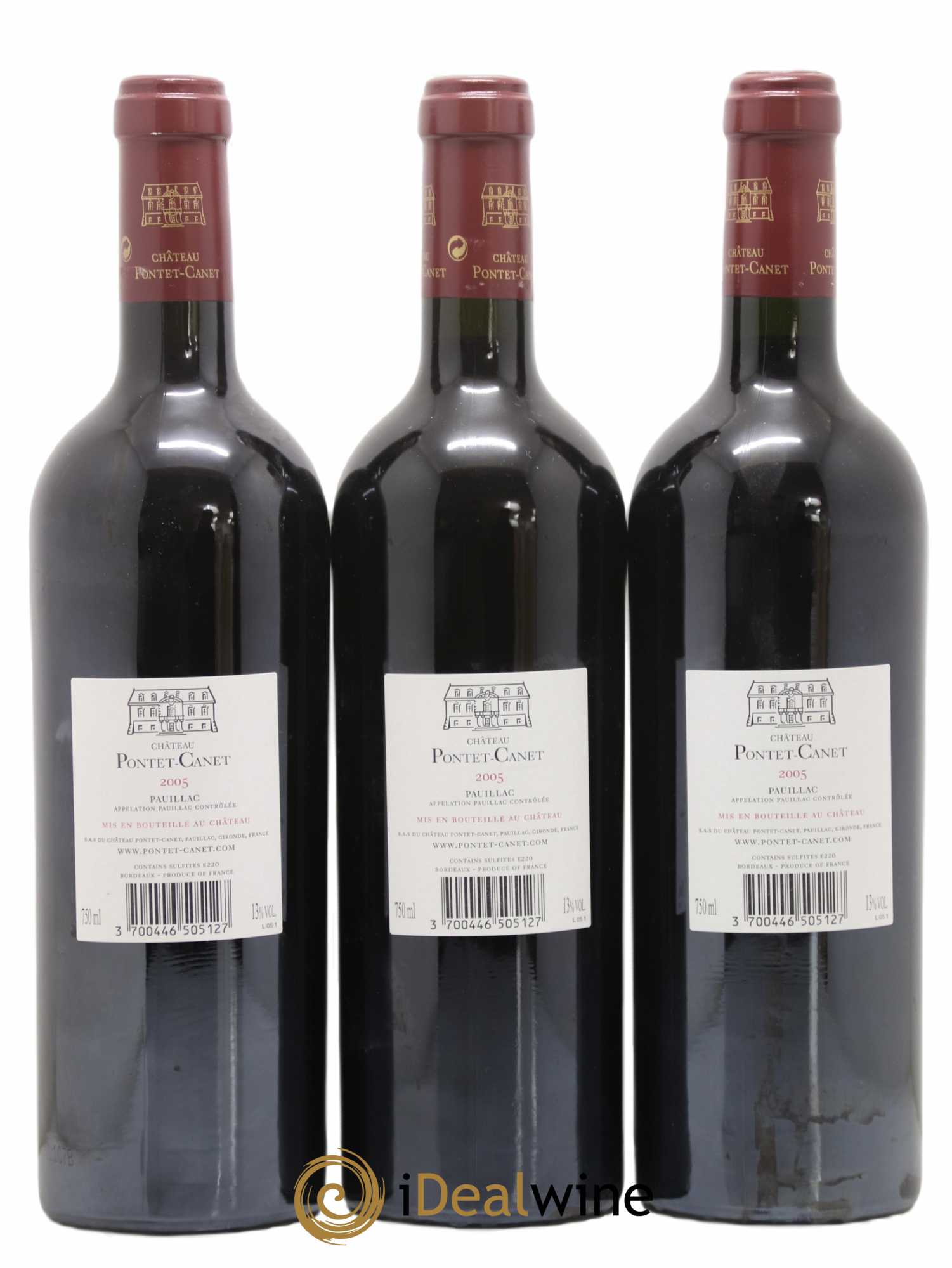 Château Pontet Canet 5ème Grand Cru Classé 2005 - Lot de 3 bouteilles - 1