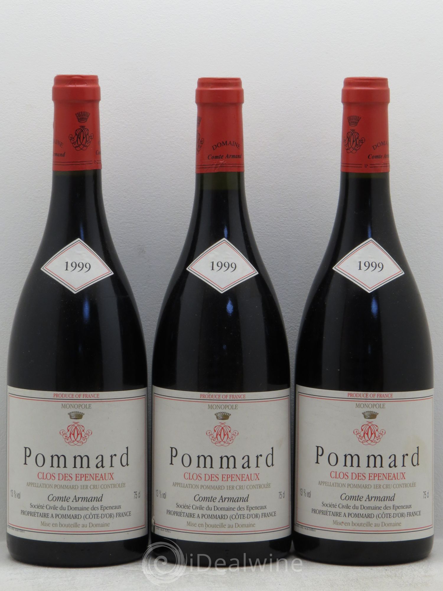 Pommard 1er Cru Clos des Epeneaux Comte Armand 1999 - Lot de 3 bouteilles - 0