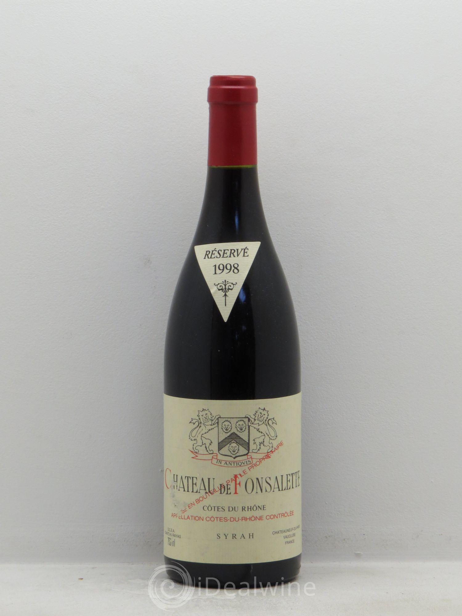 Côtes-du-Rhône Cuvée Syrah Château de Fonsalette 1998 - Lot de 1 bouteille - 0