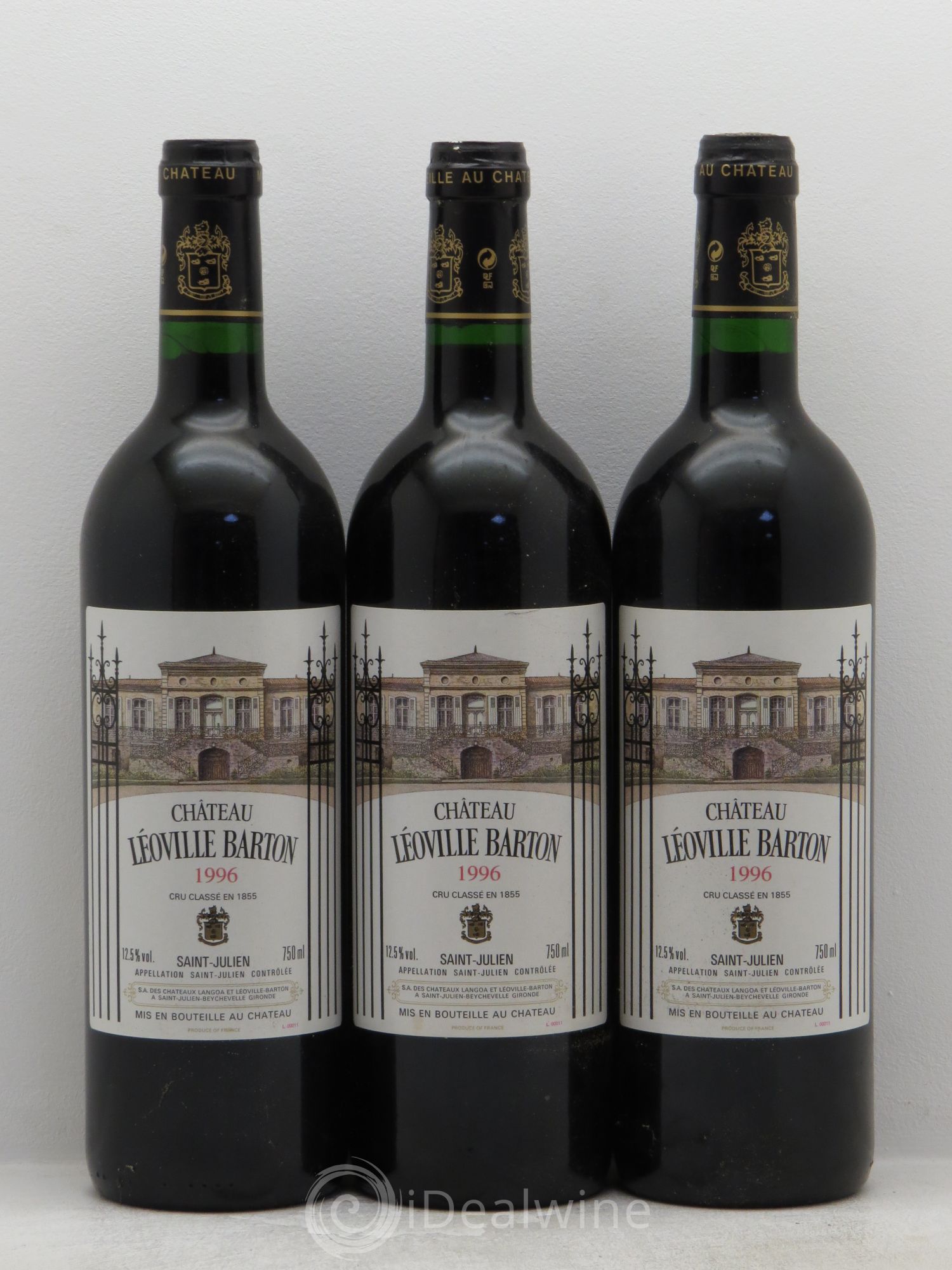 Château Léoville Barton 2ème Grand Cru Classé 1996 - Lot de 3 bouteilles - 0