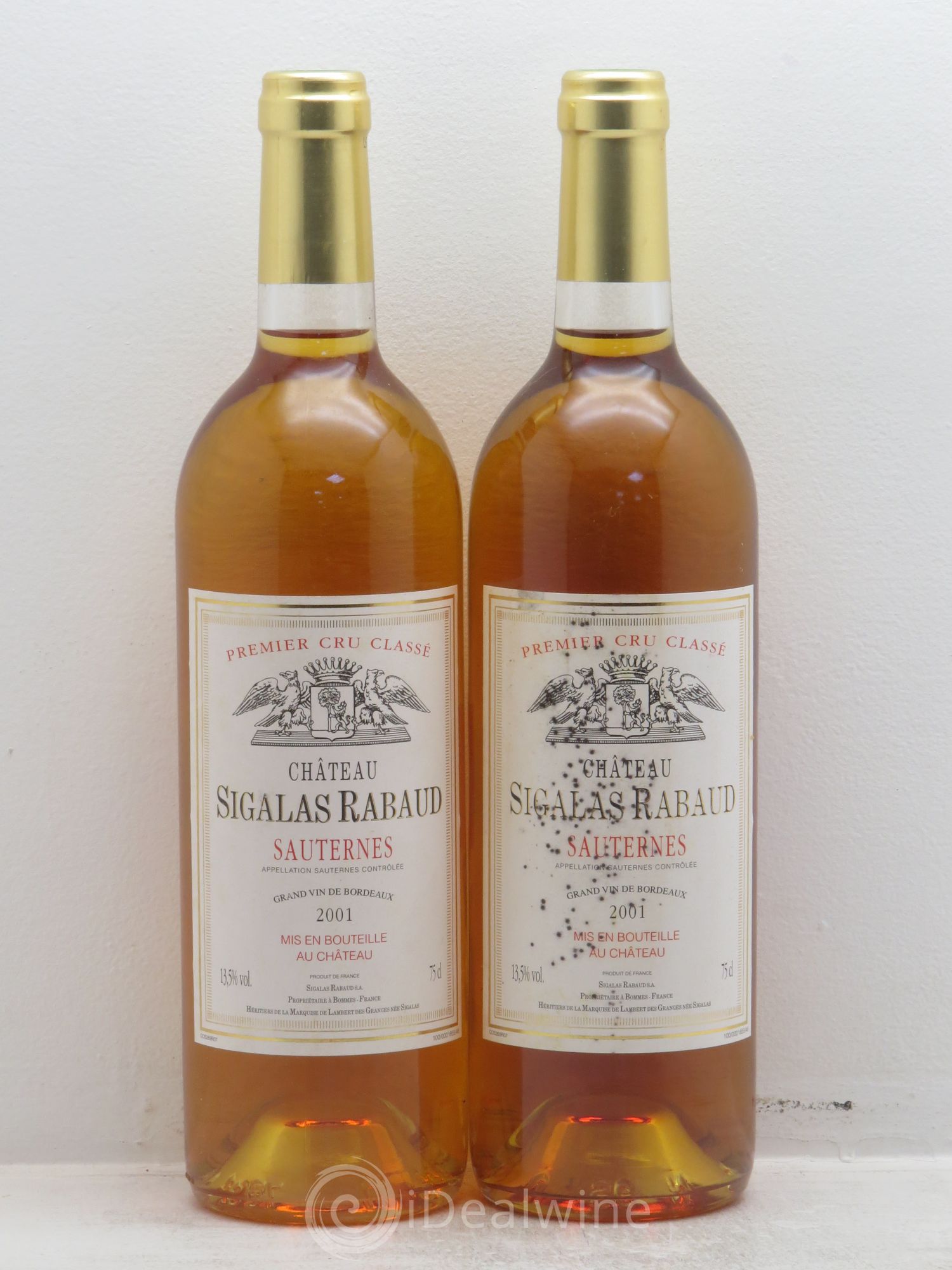 Château Sigalas Rabaud 1er Grand Cru Classé 2001 - Lotto di 2 bottiglie - 0