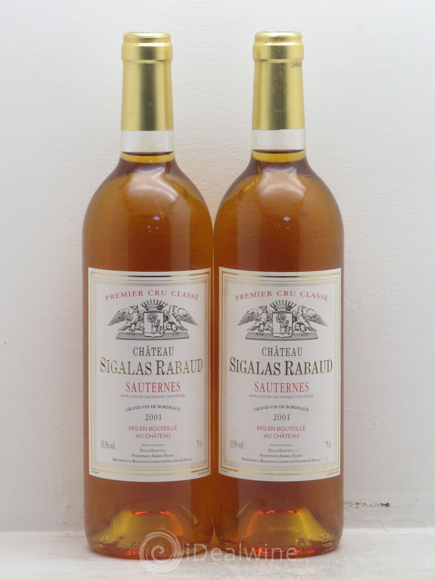 Château Sigalas Rabaud 1er Grand Cru Classé 2001 - Lotto di 2 bottiglie - 0