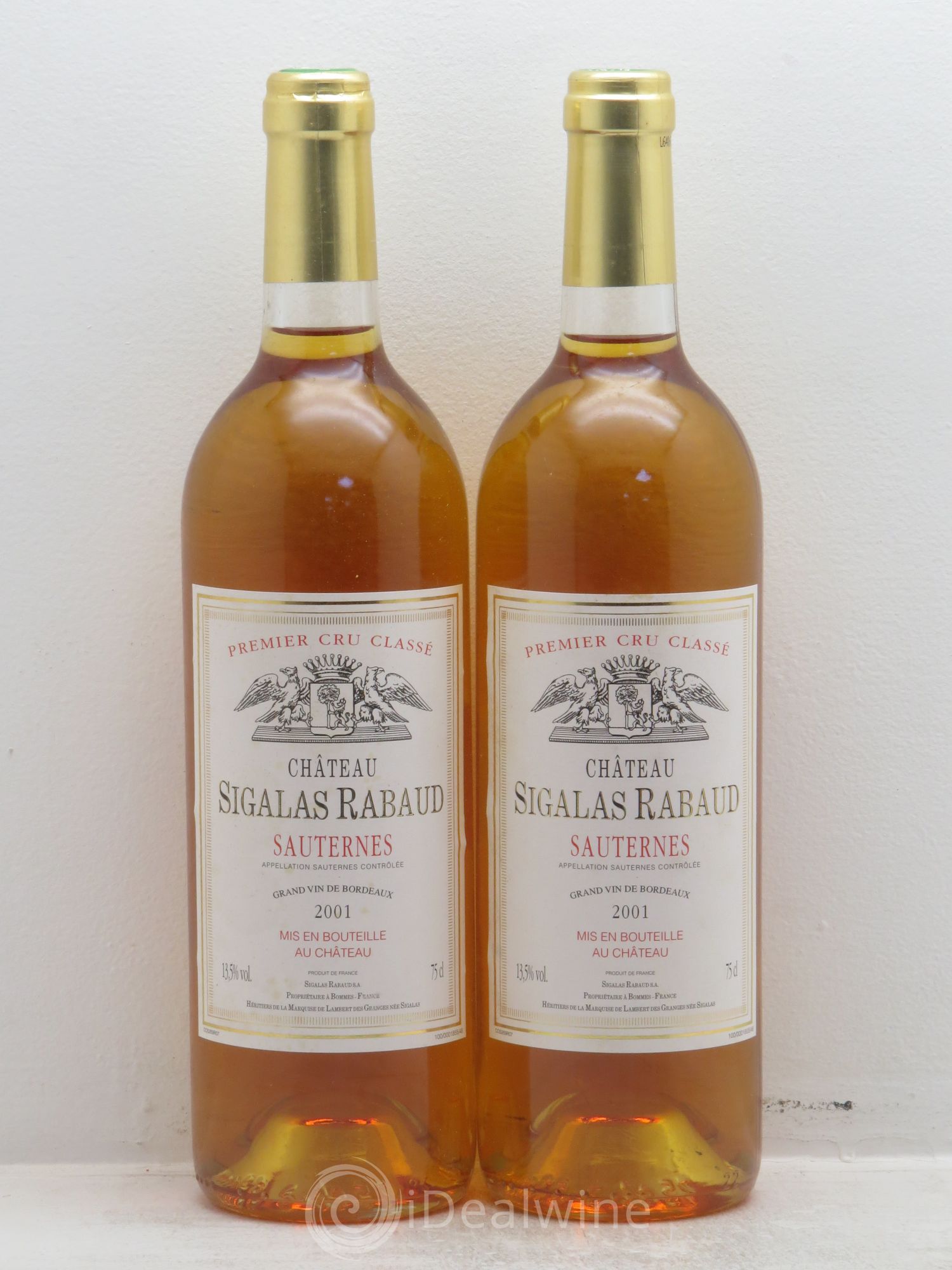 Château Sigalas Rabaud 1er Grand Cru Classé 2001 - Lotto di 2 bottiglie - 0