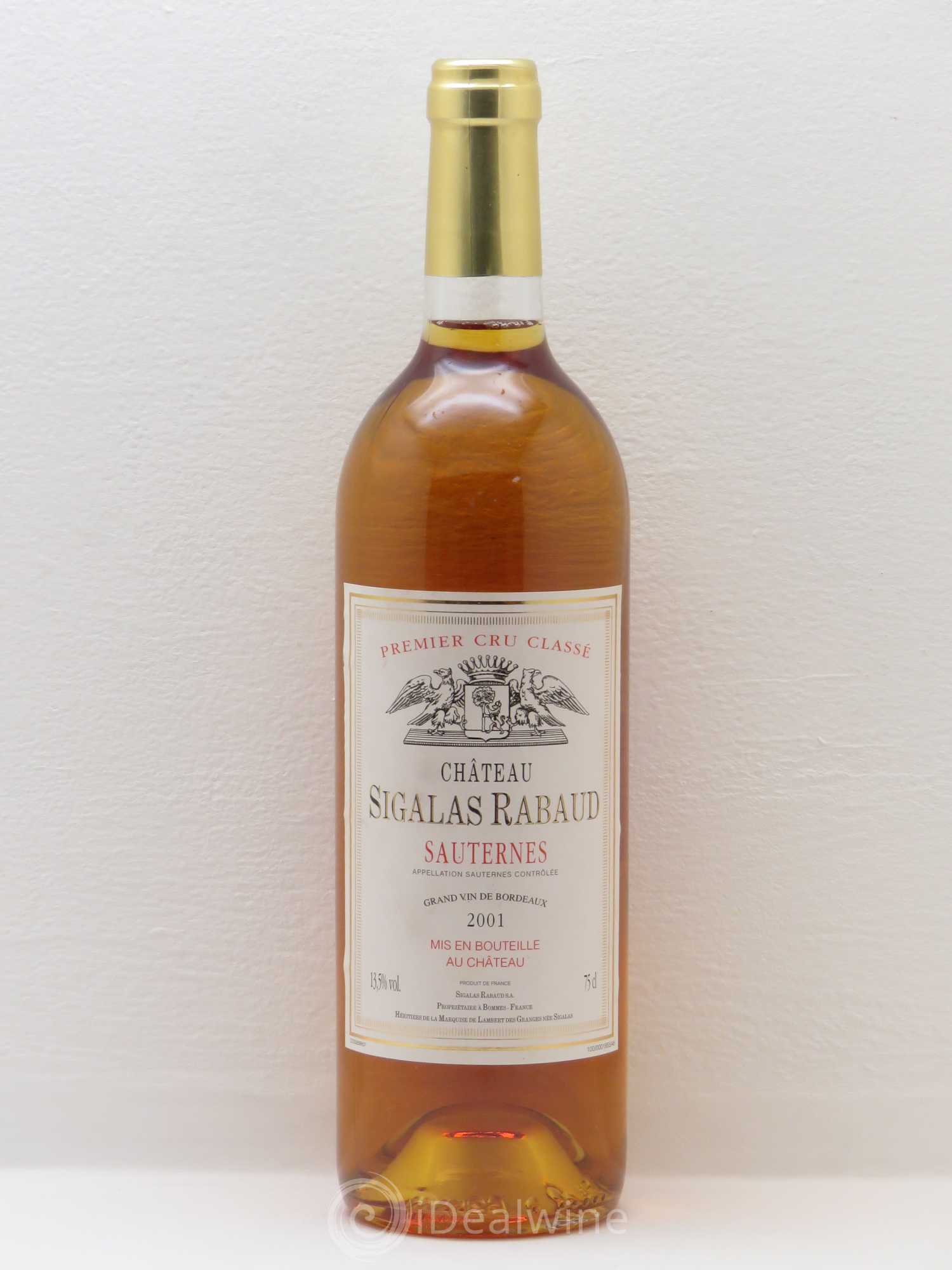 Château Sigalas Rabaud 1er Grand Cru Classé 2001 - Posten von 1 Flasche - 0