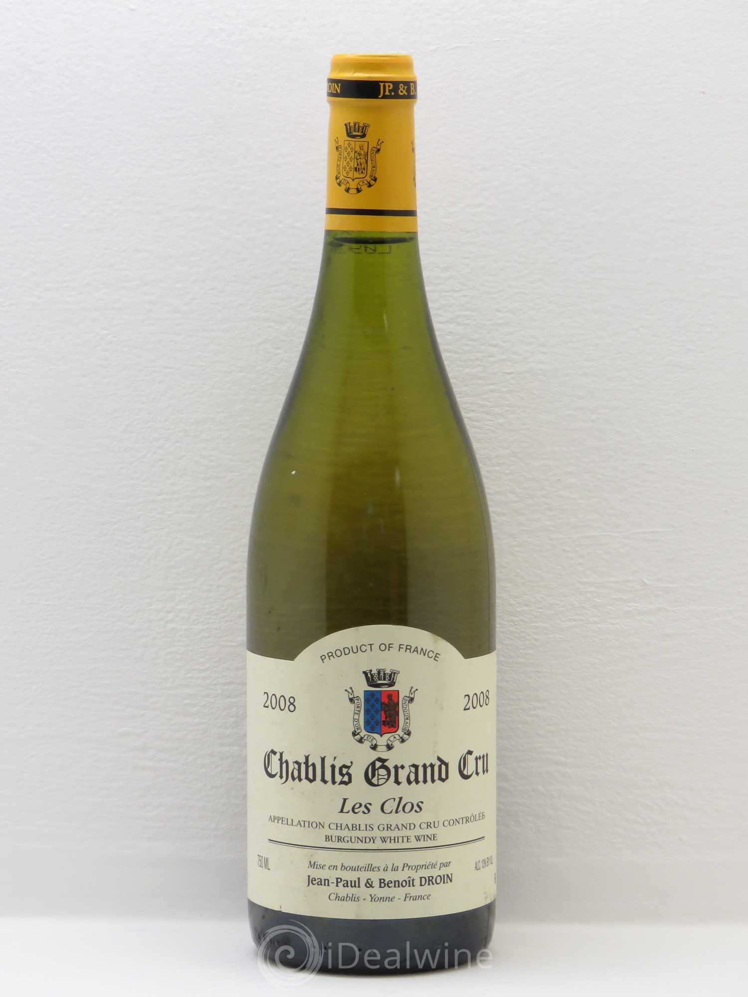 Chablis Grand Cru Les Clos Jean-Paul & Benoît Droin (Domaine) 2008 - Lot de 1 bouteille - 0