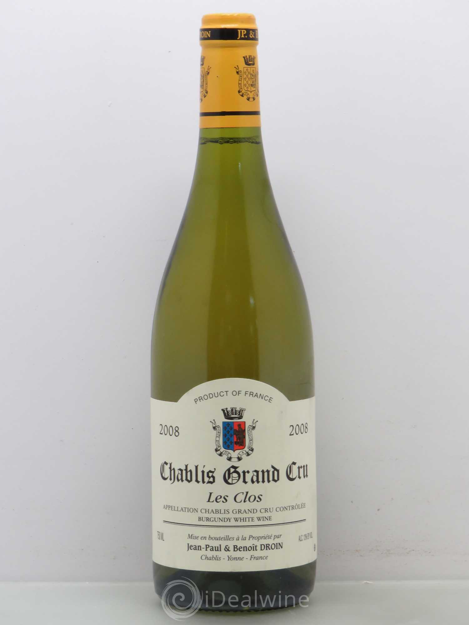 Chablis Grand Cru Les Clos Jean-Paul & Benoît Droin (Domaine) 2008 - Lot de 1 bouteille - 0