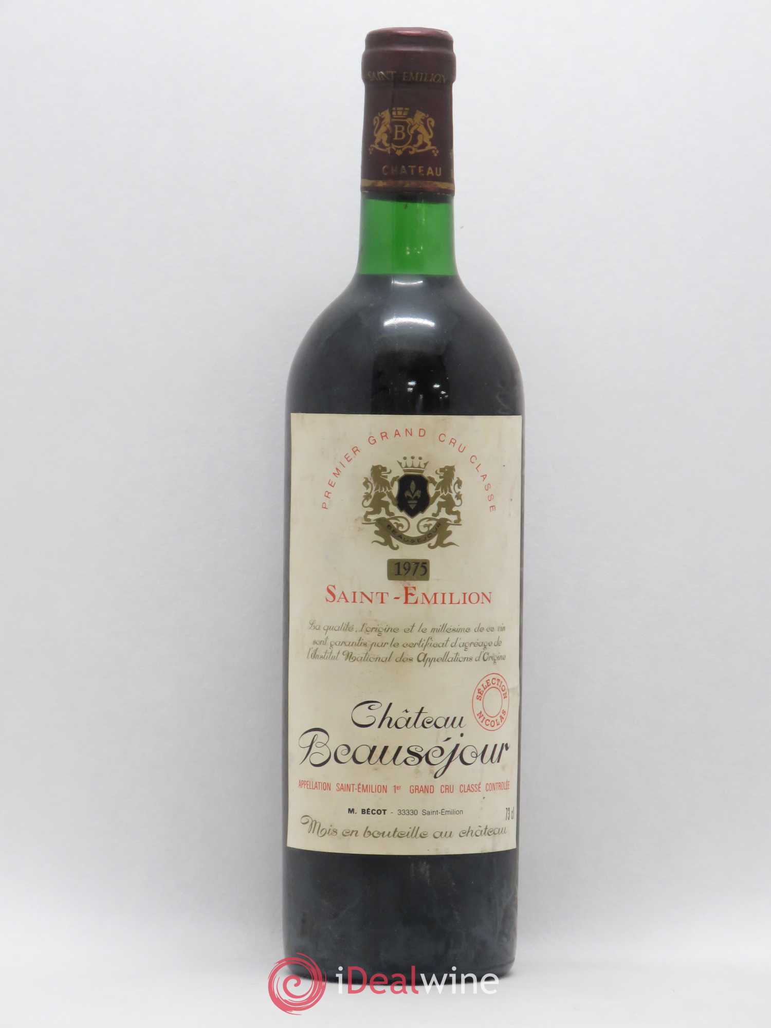 Château Beau-Séjour Bécot 1er Grand Cru Classé B 1975 - Lot de 1 bouteille - 0