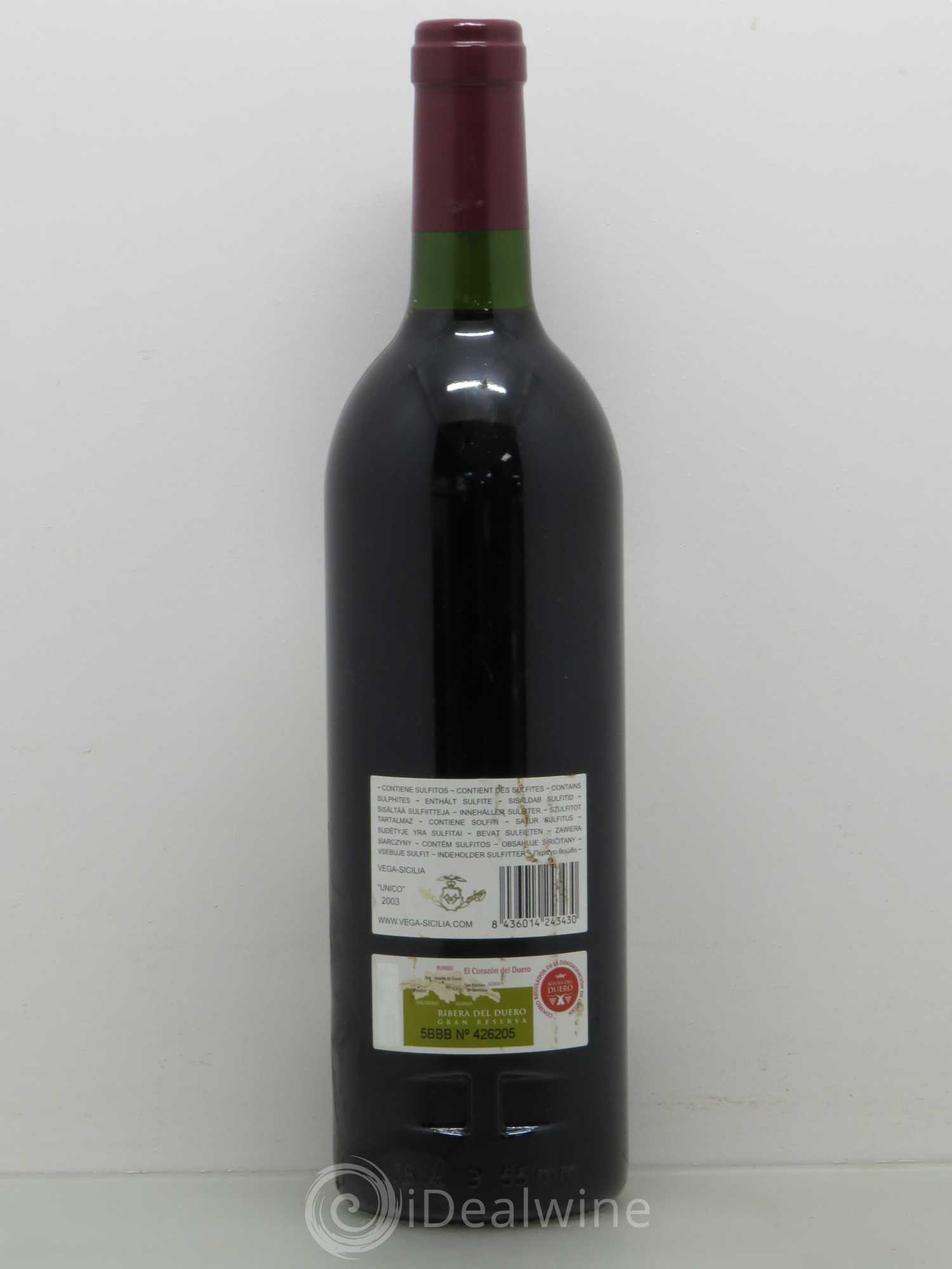 Ribera Del Duero DO Vega Sicilia Unico Famille Alvarez 2003 - Lot de 1 bouteille - 1
