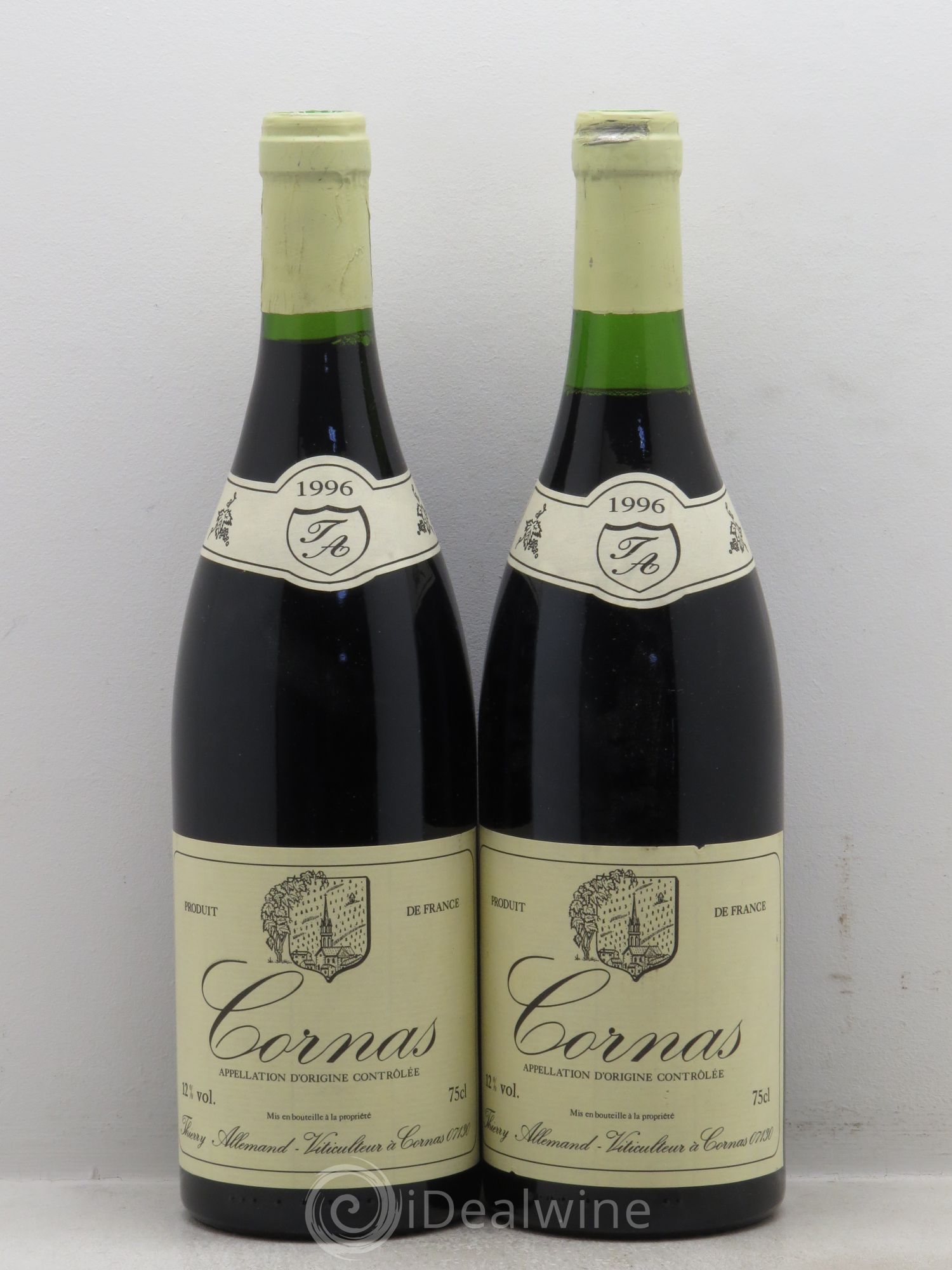 Cornas Thierry Allemand Sans Soufre 1996 - Lot de 2 bouteilles - 0