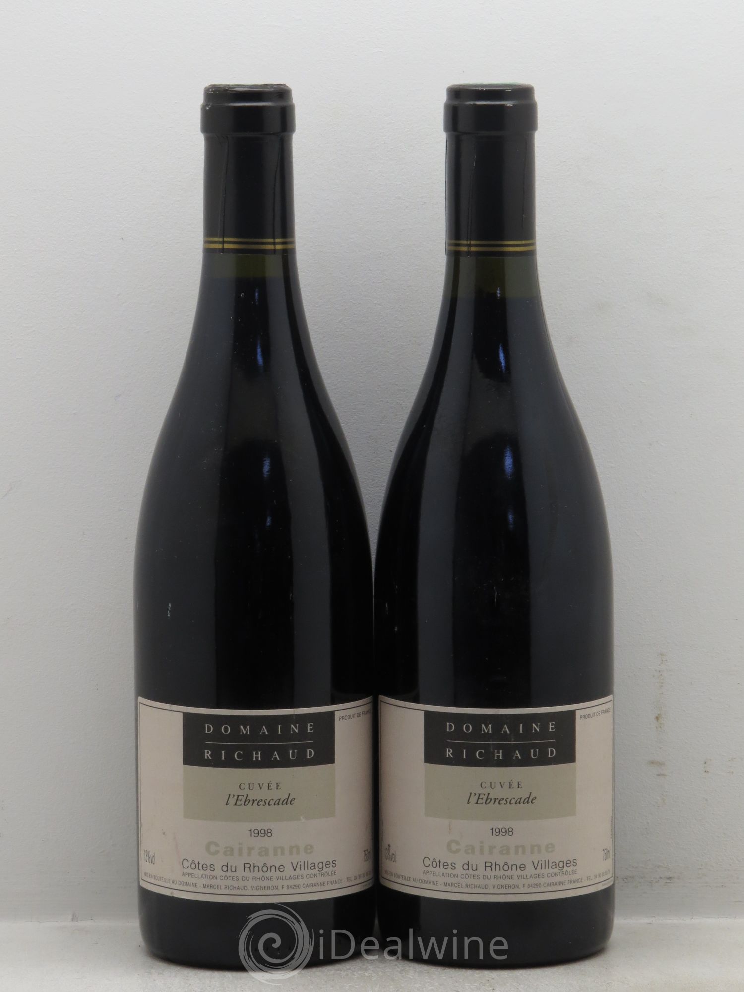 Côtes-du-Rhône-Villages Cairanne Ebrescade Marcel Richaud 1998 - Lot de 2 bouteilles - 0