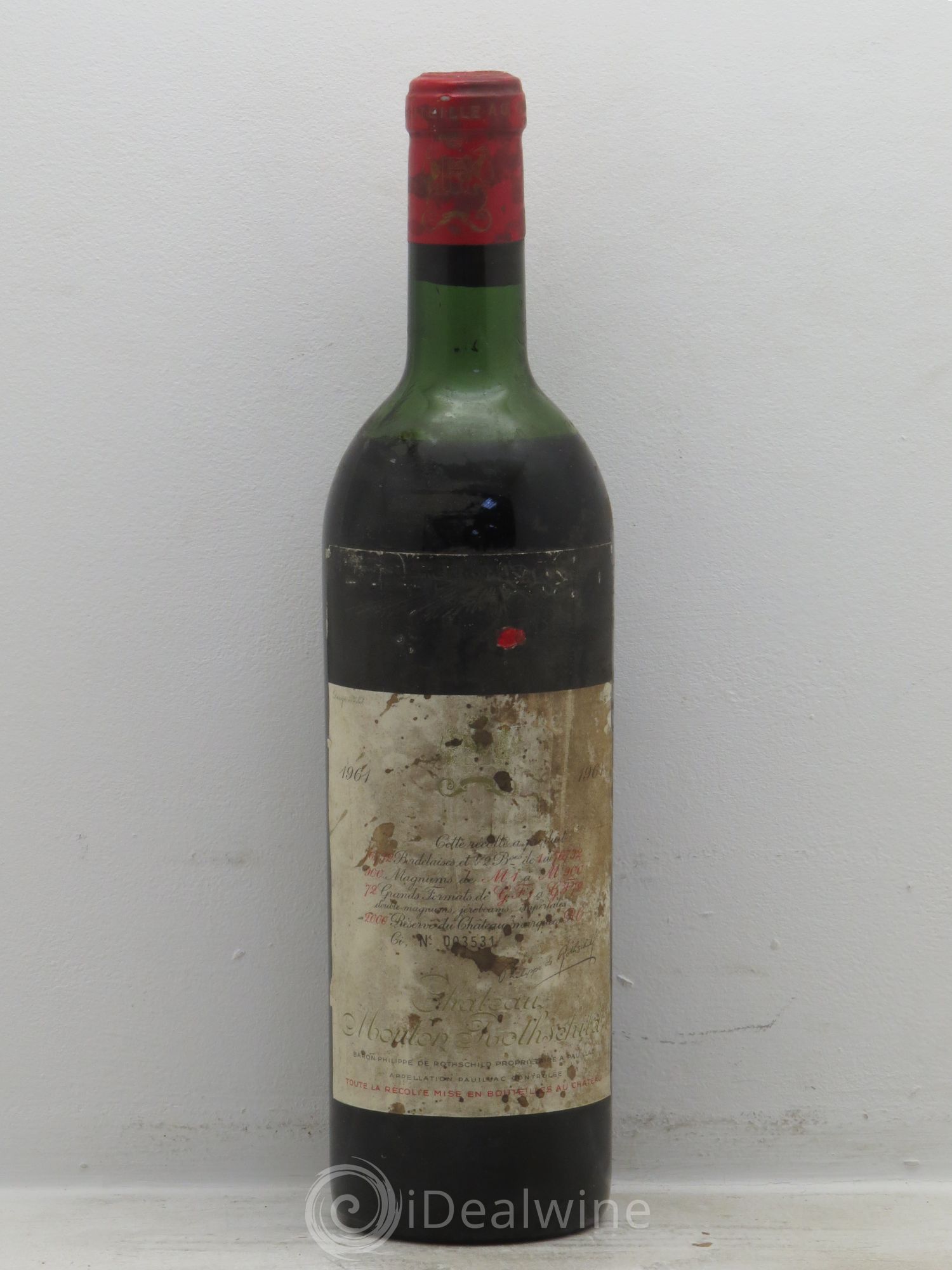 Château Mouton Rothschild 1er Grand Cru Classé 1961 - Lot de 1 bouteille - 0
